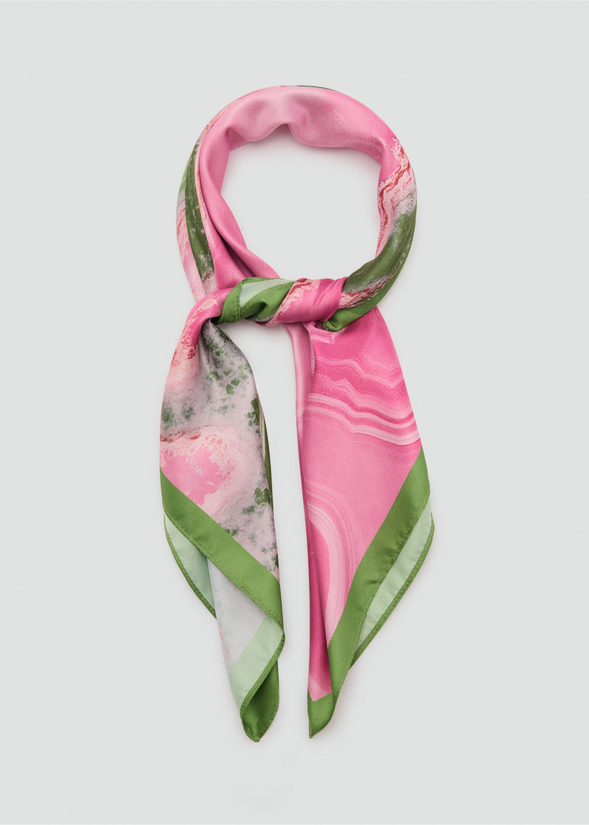 Abstract-print satin scarf - Medium plane, Pink. Ref: 87065925-00.