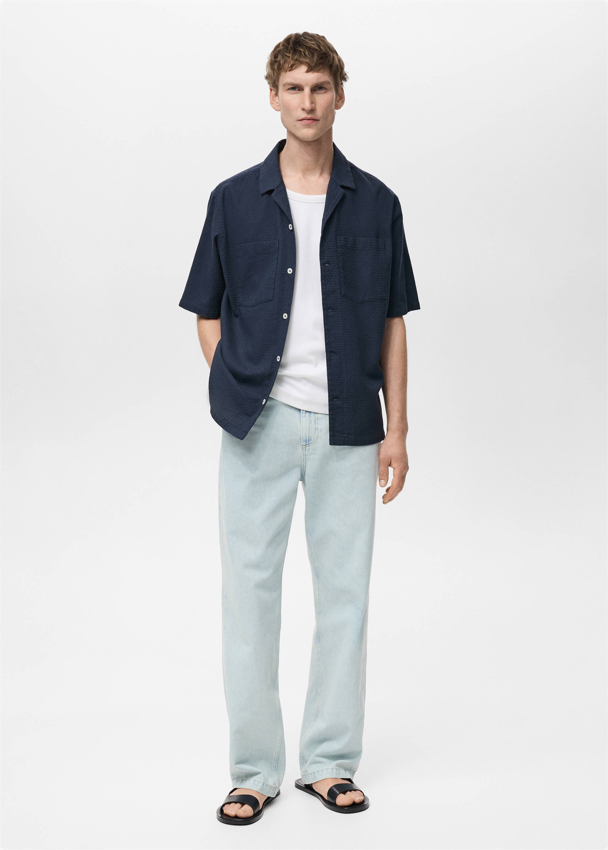 100% cotton check seersucker shirt - General plane