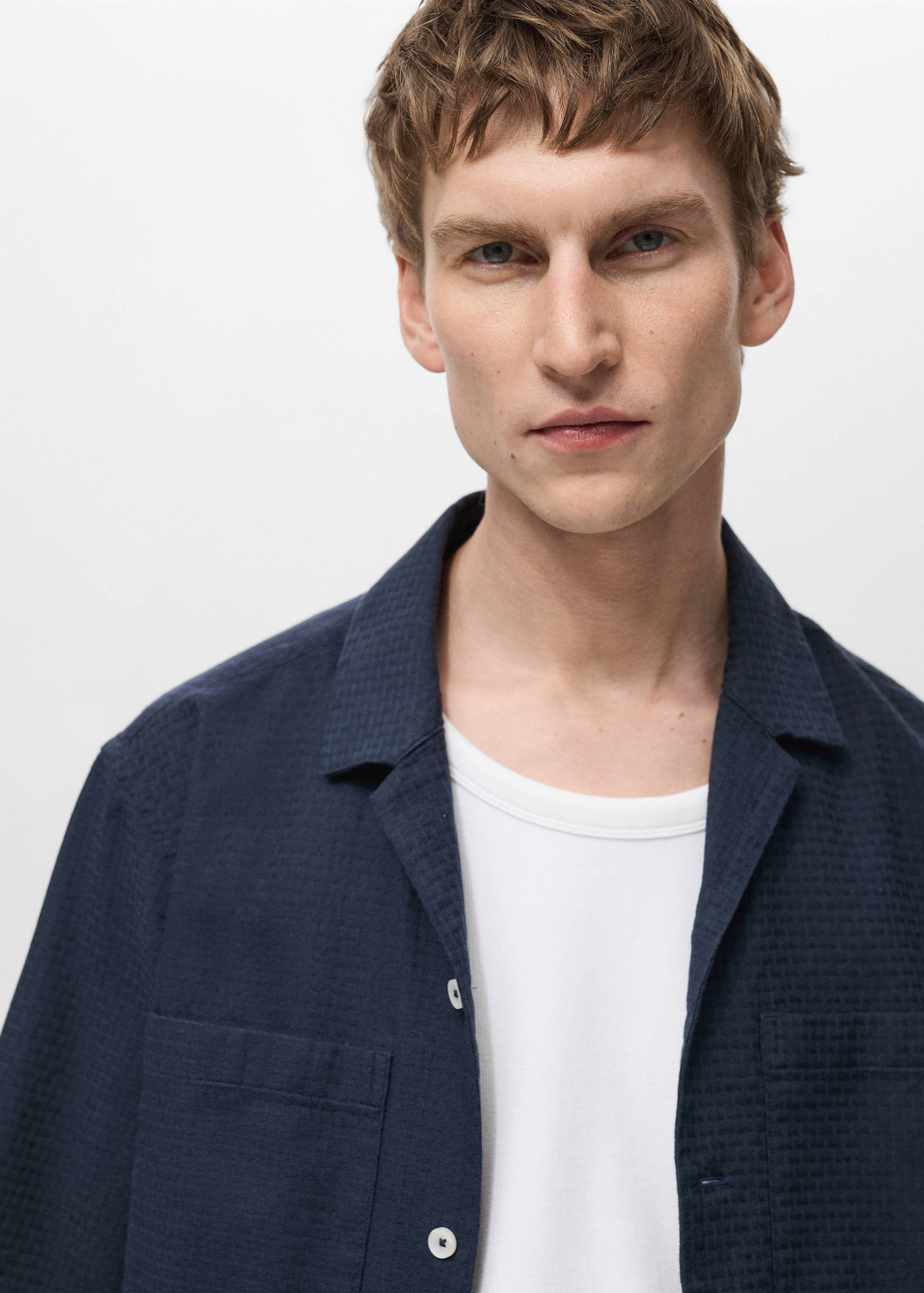 100% cotton check seersucker shirt - Details of the article 1