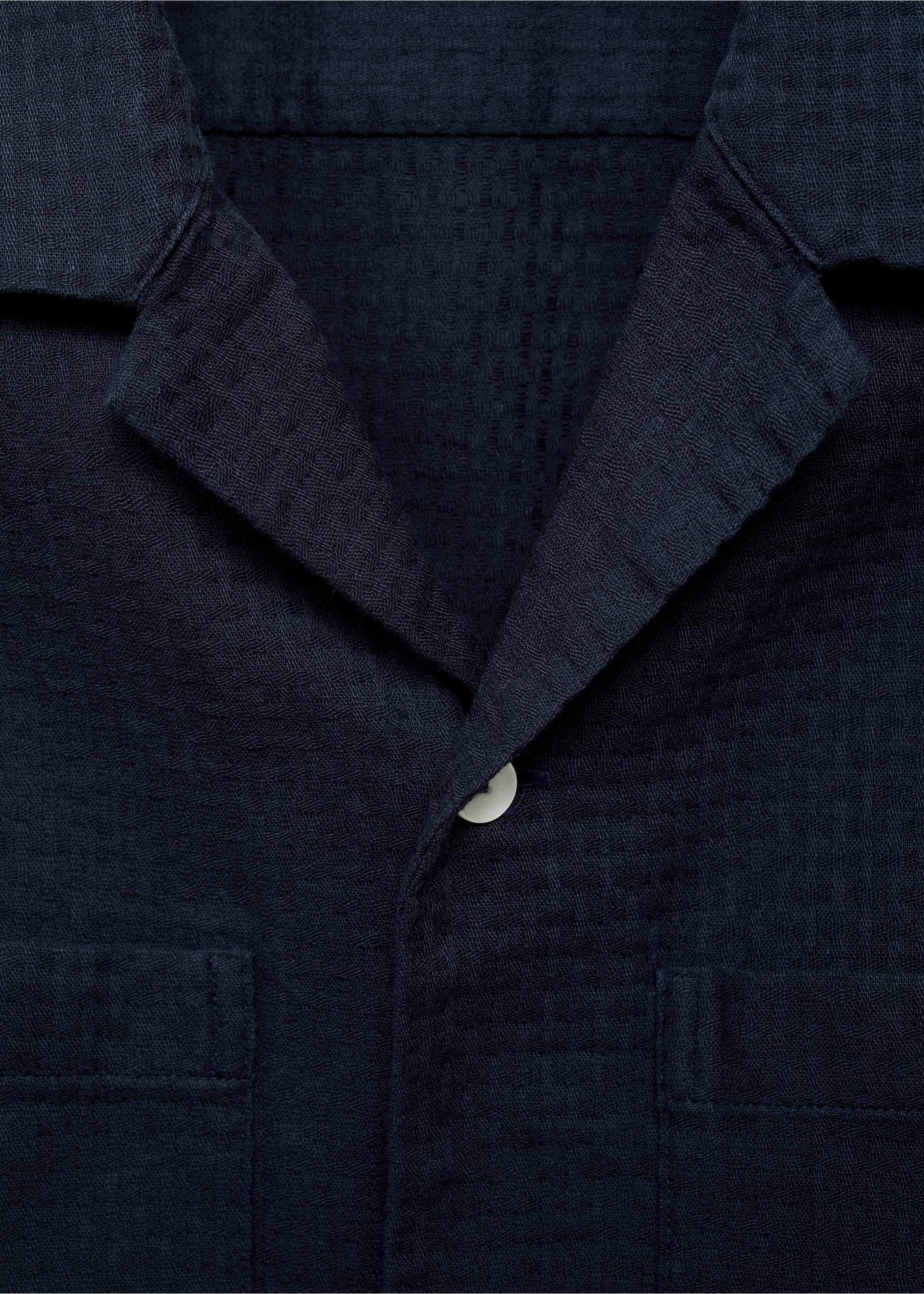 100% cotton check seersucker shirt - Details of the article 8, Dark Navy. Ref: 87065929-00.