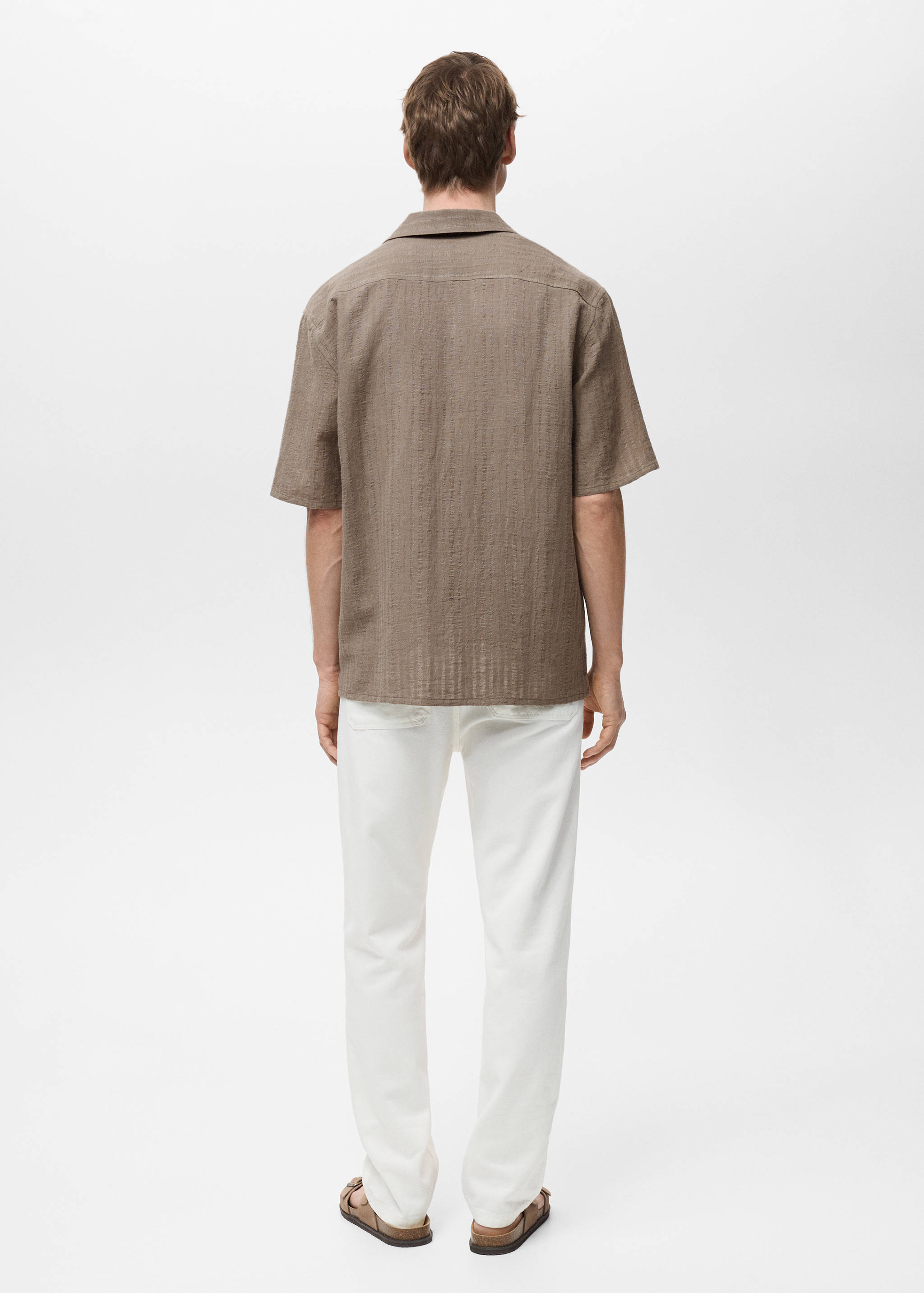 Linen-blend textured striped shirt - Reverse of the article