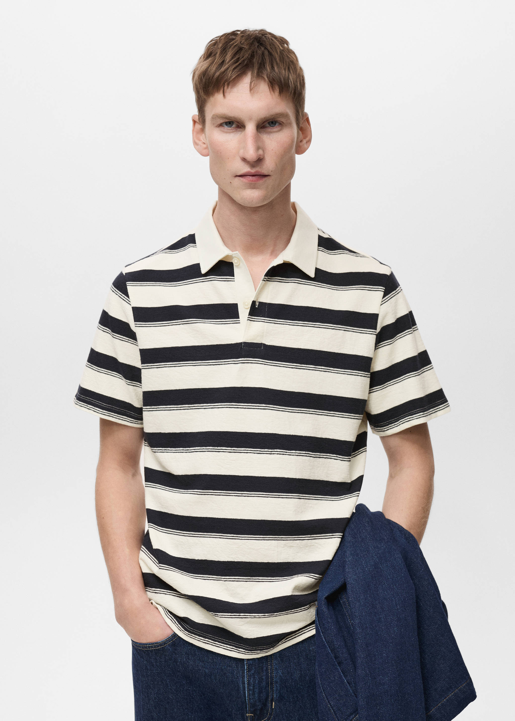 100% cotton striped polo shirt - Medium plane