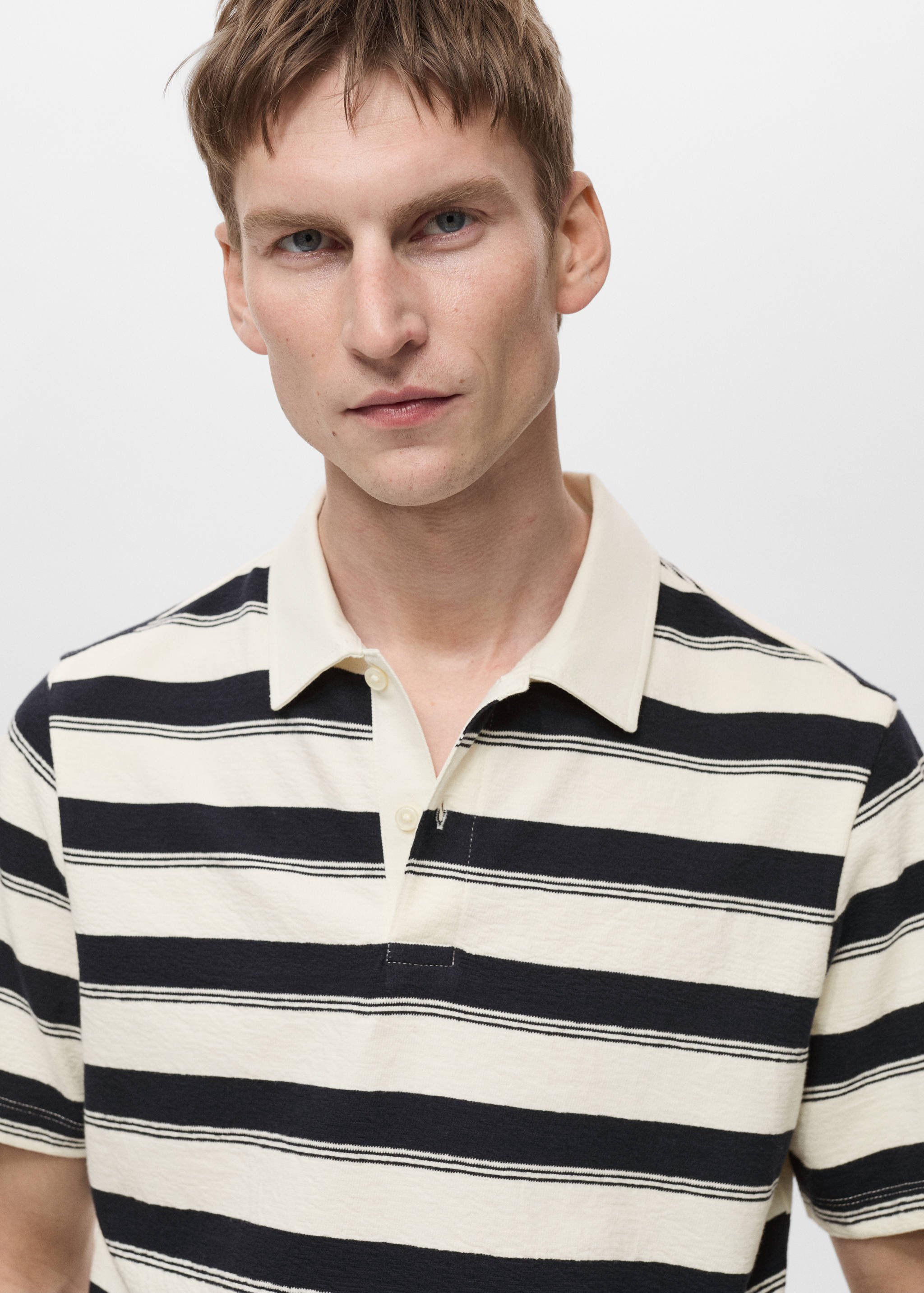 100% cotton striped polo shirt - Details of the article 1