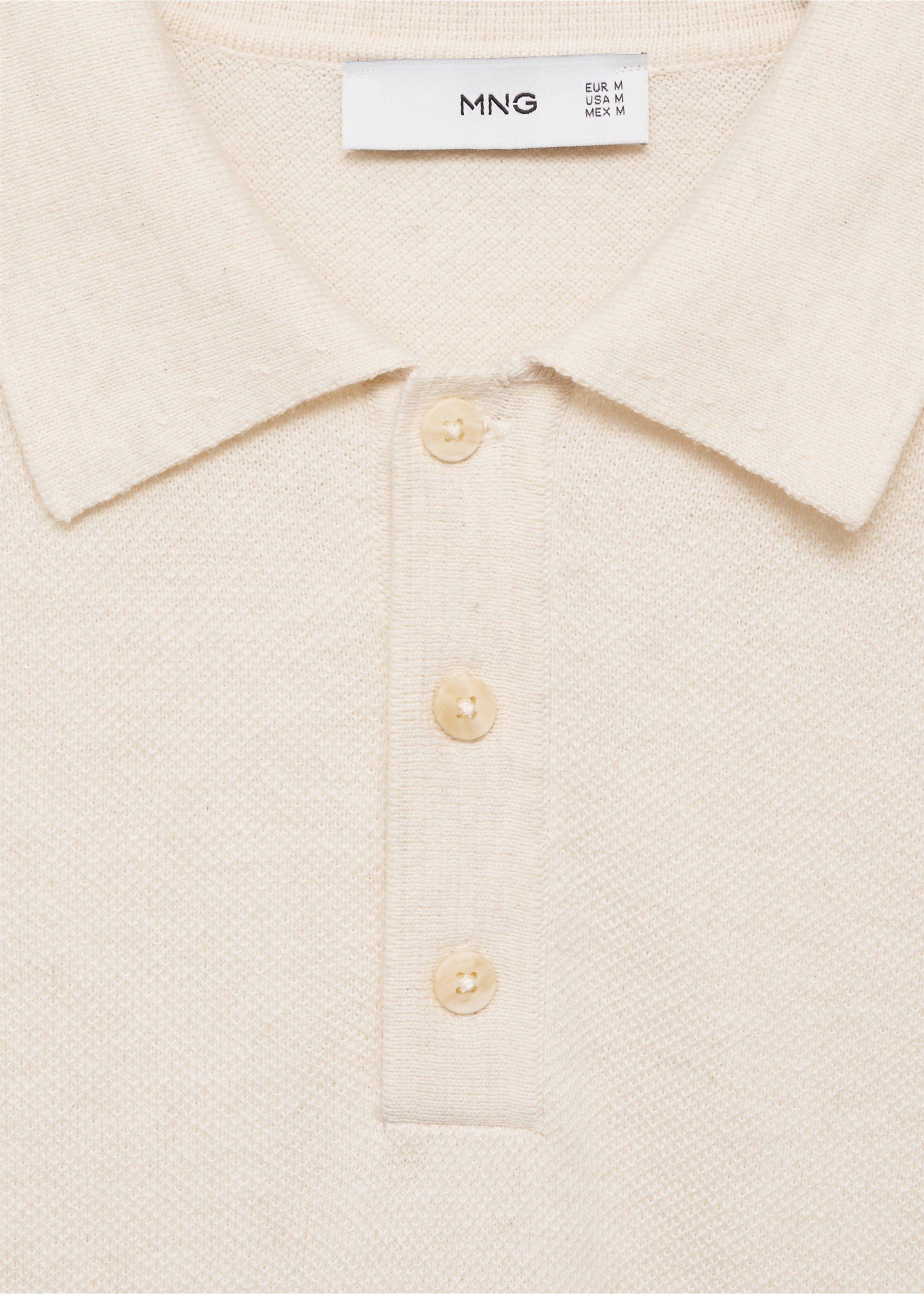 Structured knitted slim-fit polo shirt - Details of the article 8, Ivory White. Ref: 87065932-00.