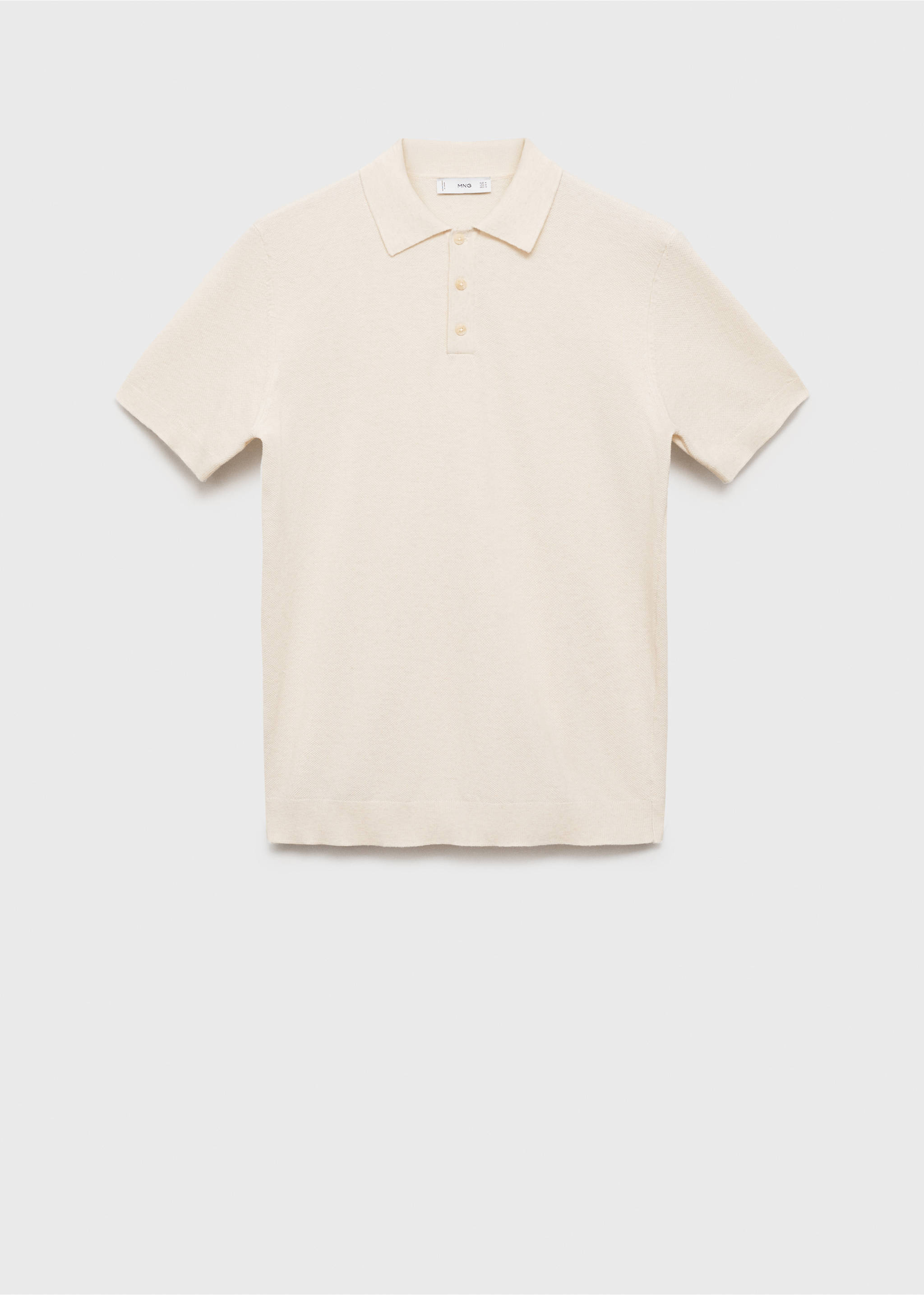 Structured knitted slim-fit polo shirt - Article without model, Ivory White. Ref: 87065932-00.