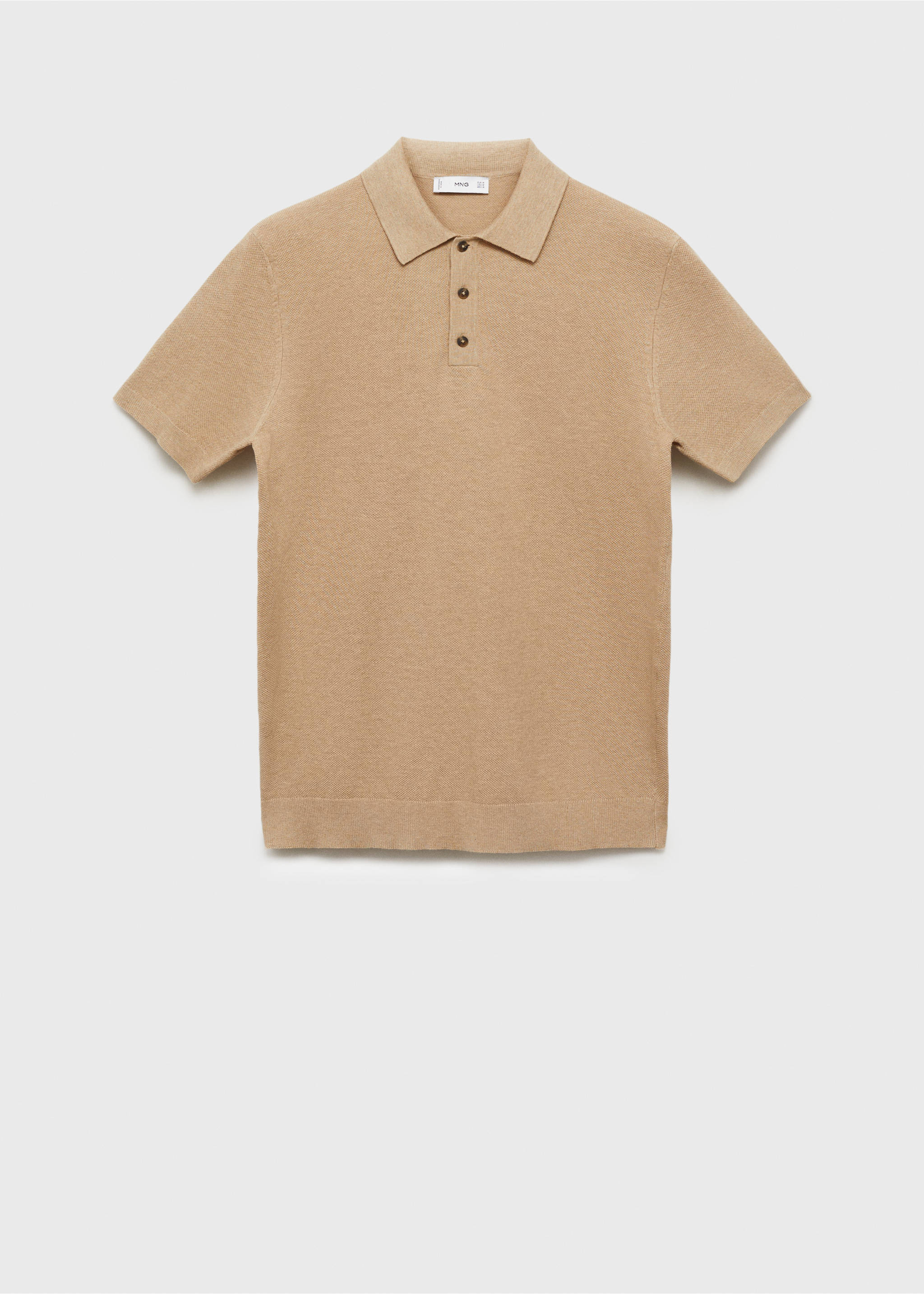 Structured knitted slim-fit polo shirt - Article without model, Beige. Ref: 87065932-00.