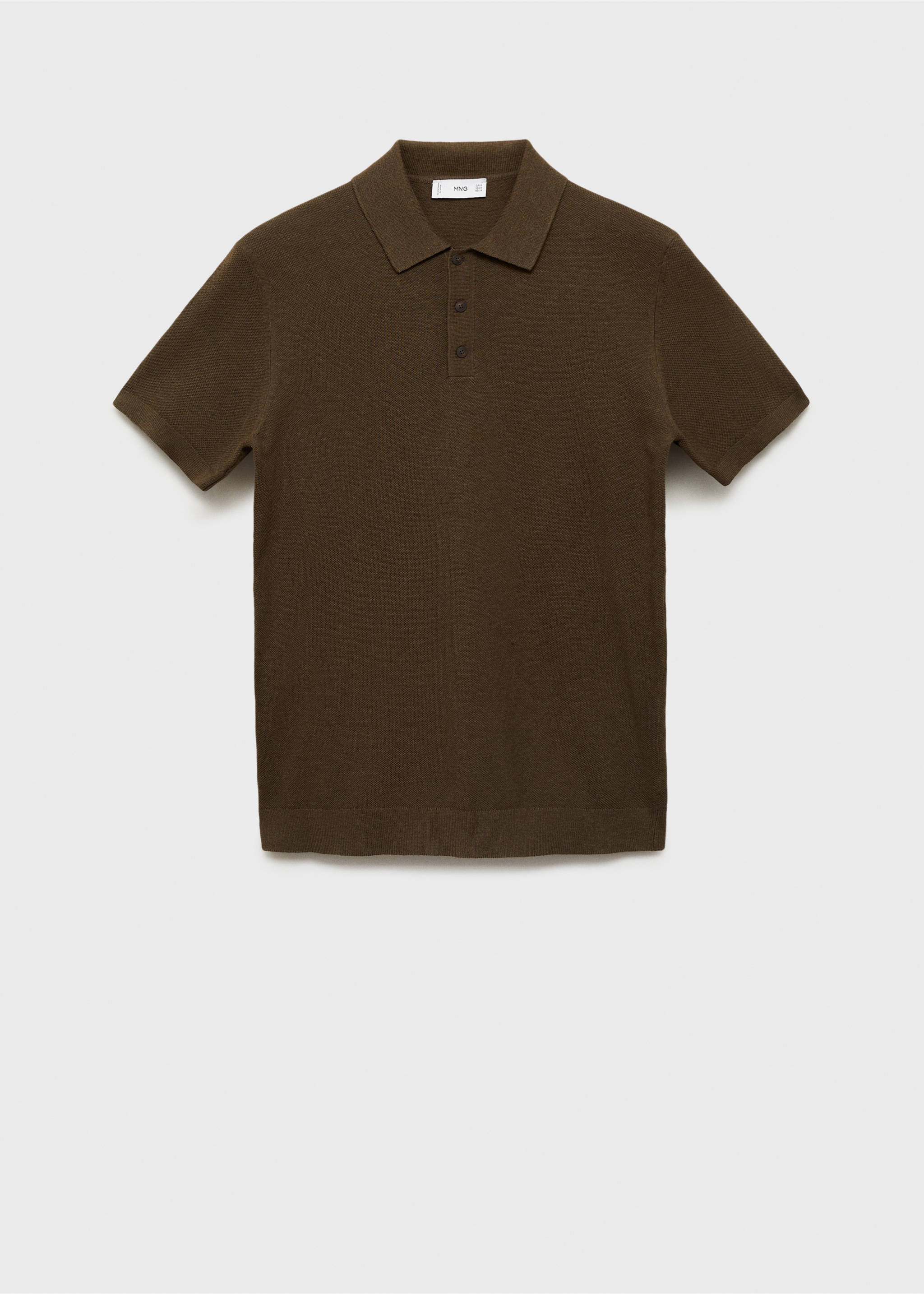 Structured knitted slim-fit polo shirt - Article without model, Brown. Ref: 87065932-00.