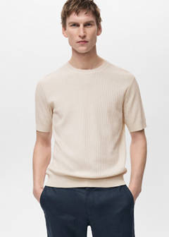 Textured striped T-shirt — Ivory White 1