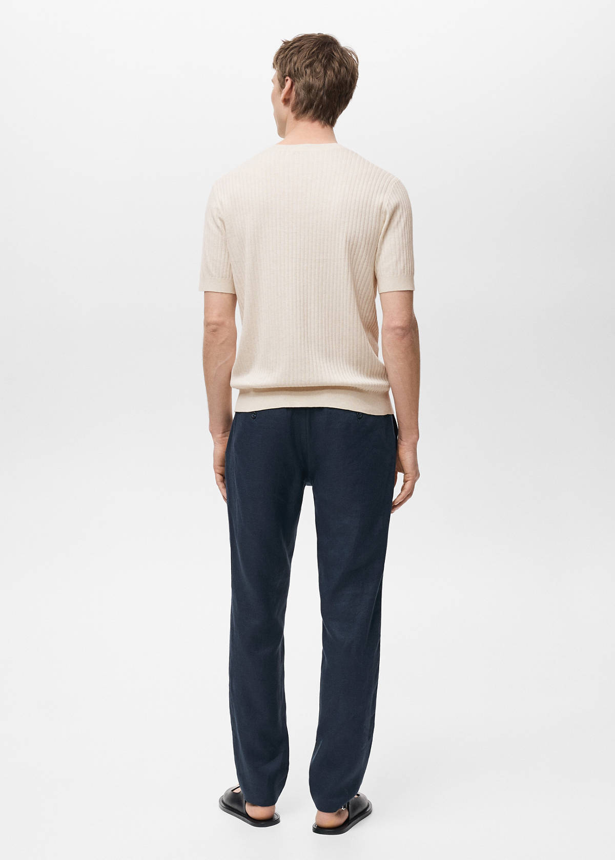 Textured striped T-shirt — Ivory White