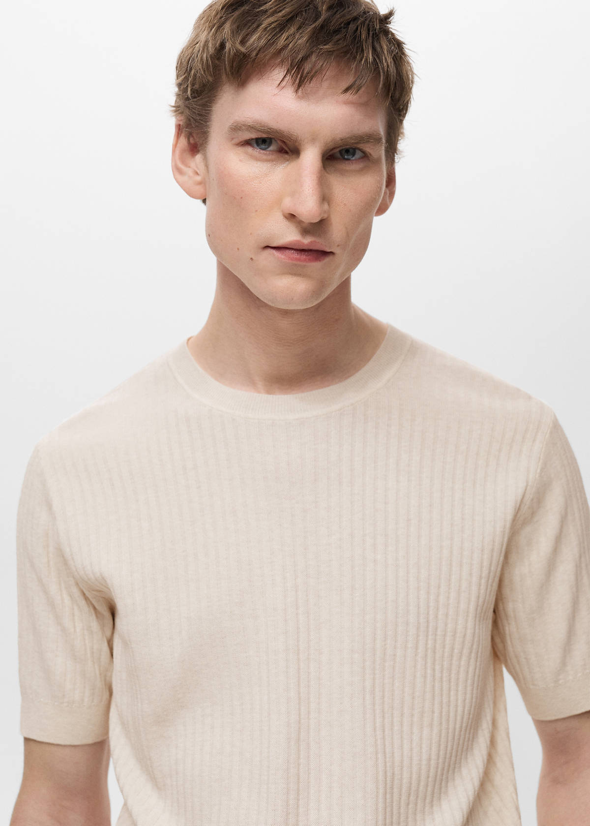 Textured striped T-shirt — Ivory White