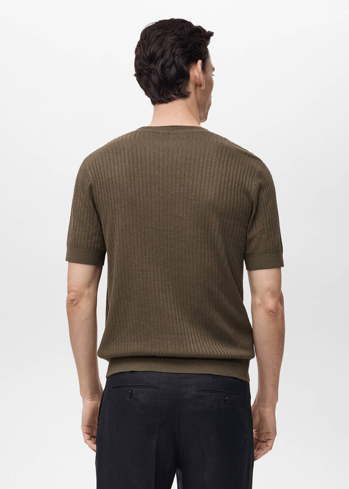 Textured striped T-shirt — Brown