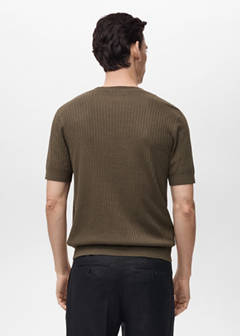 Textured striped T-shirt — Brown 3