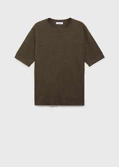 Textured striped T-shirt — Brown 6