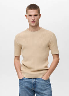 Braided cotton knitted T-shirt — Ecru 1