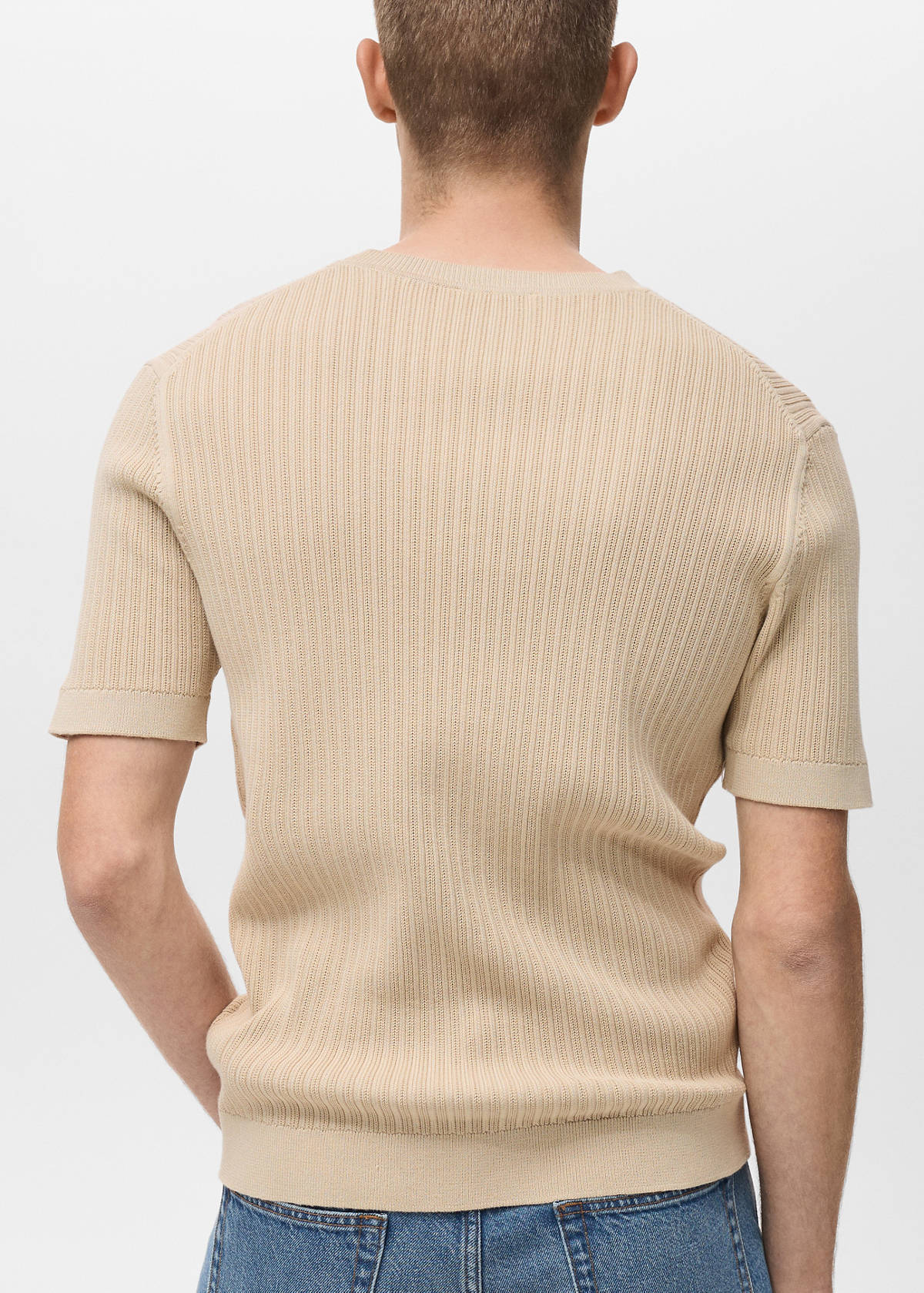 Braided cotton knitted T-shirt — Ecru
