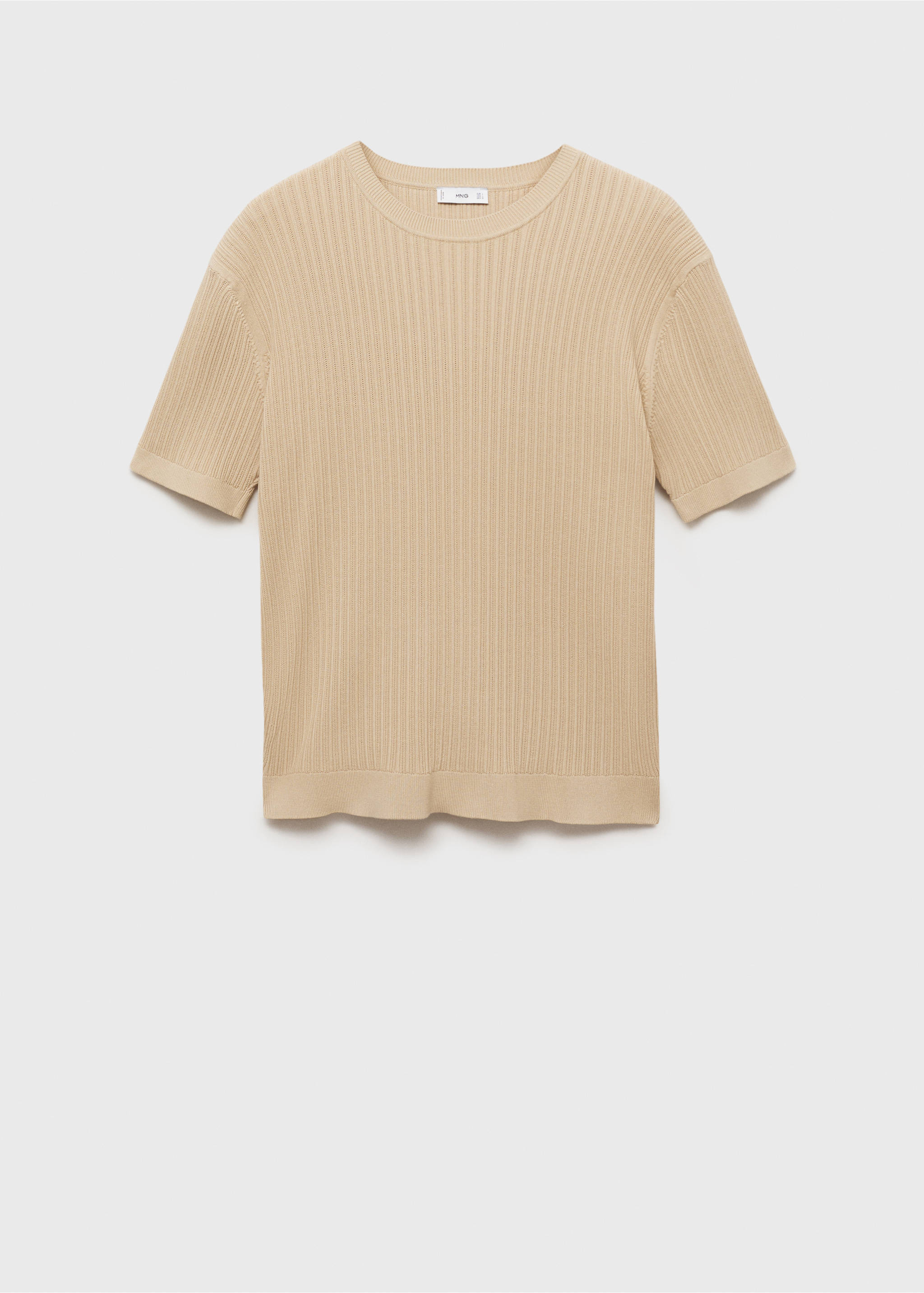 Braided cotton knitted T-shirt - Article without model, Ecru. Ref: 87065934-00.