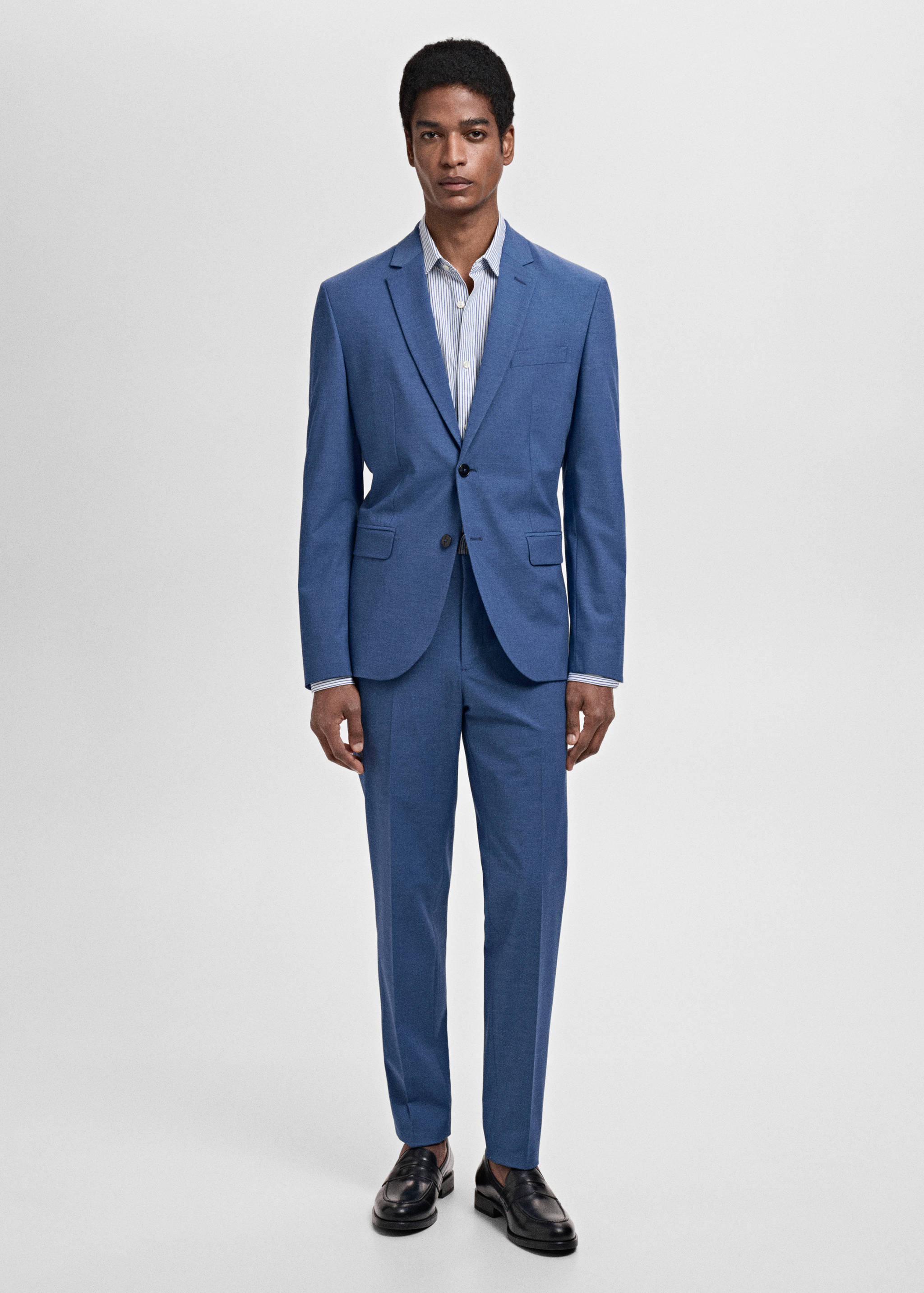 Kemeja garis-garis 100% katun slim-fit - Tampilan Umum