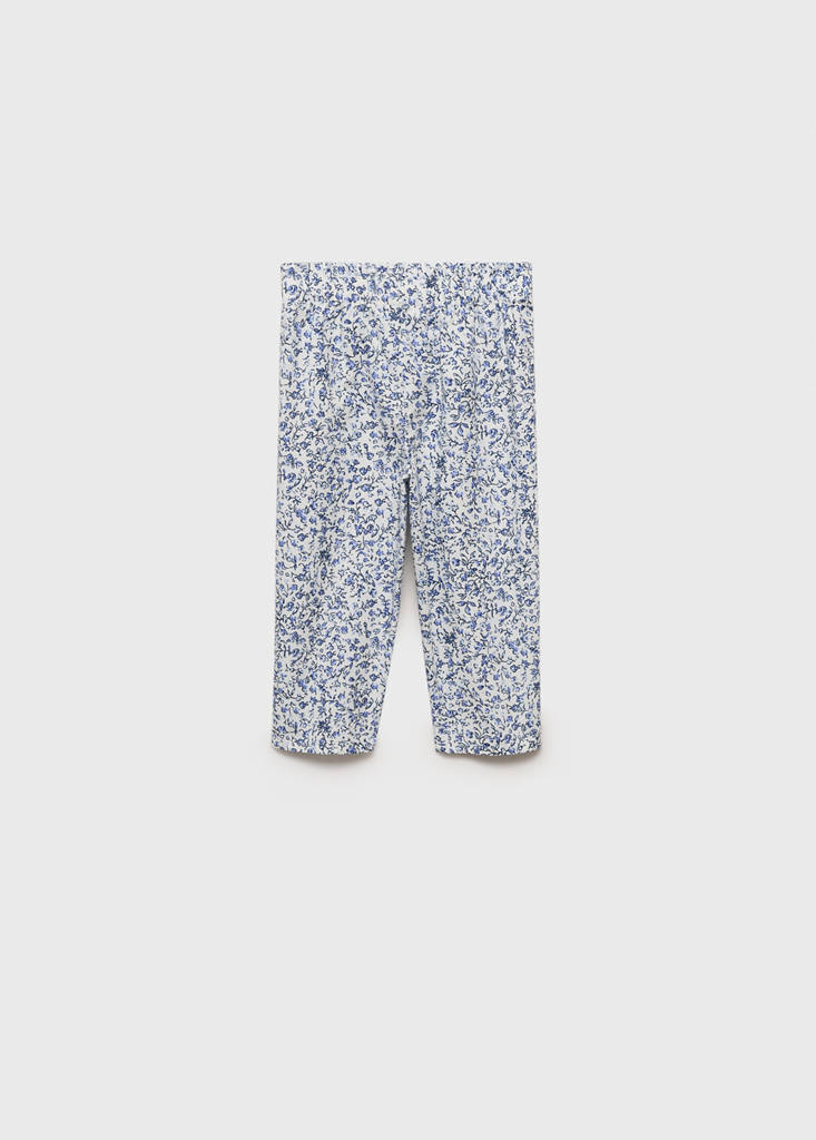 Printed cotton trousers — White
