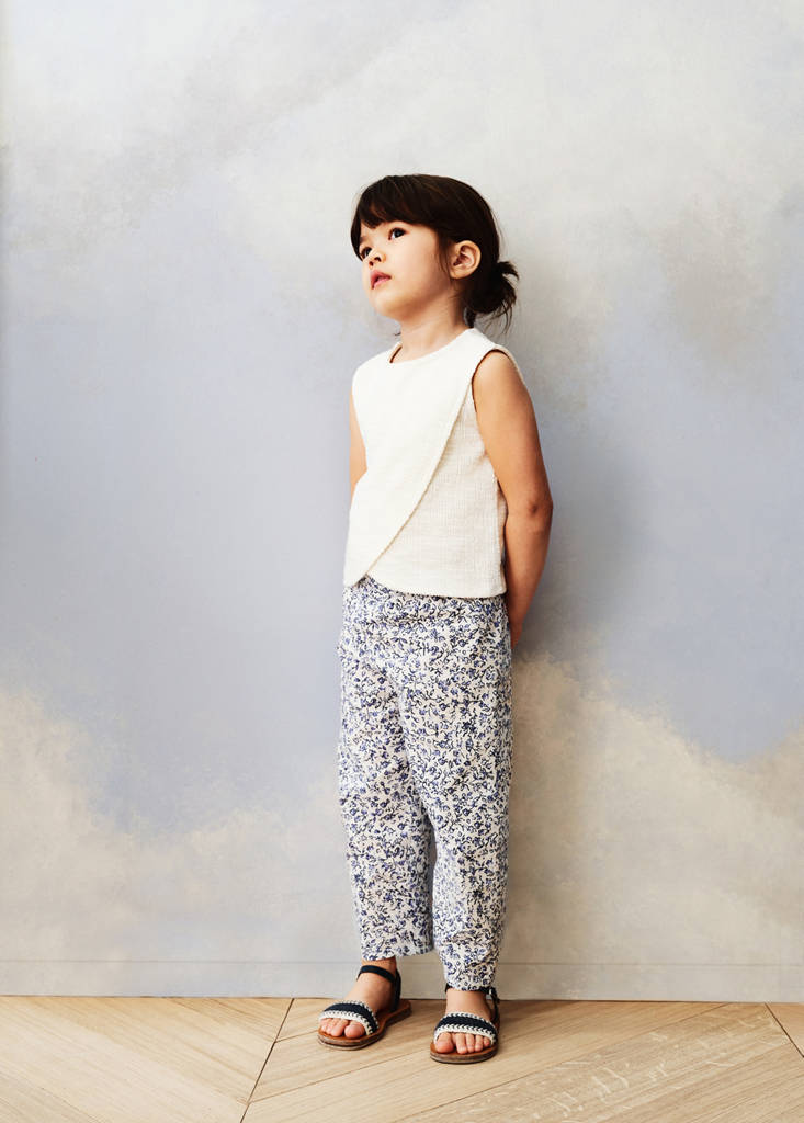 Printed cotton trousers — White