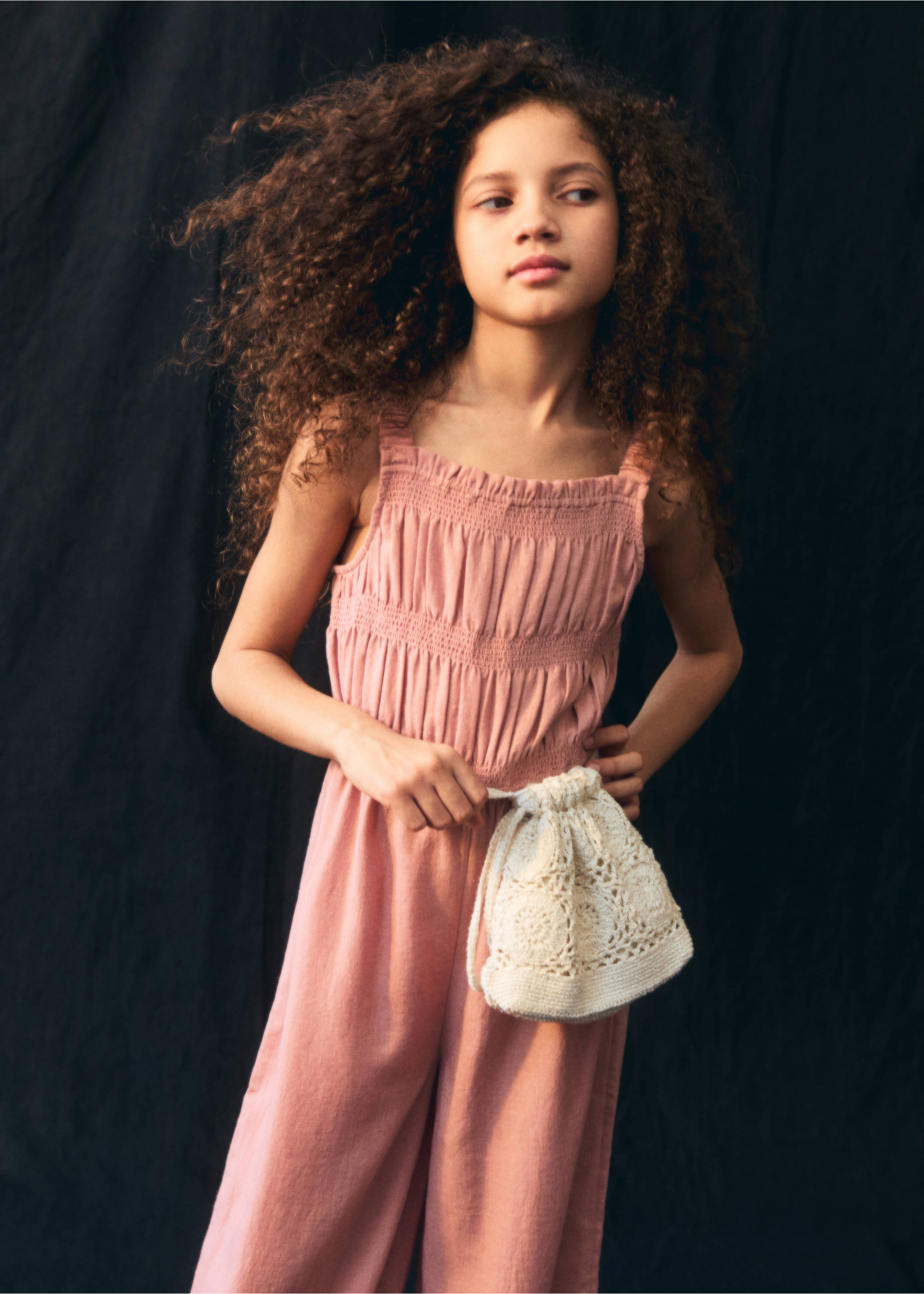Ruched long jumpsuit - Details of the article 3, Pink. Ref: 87065941-00.