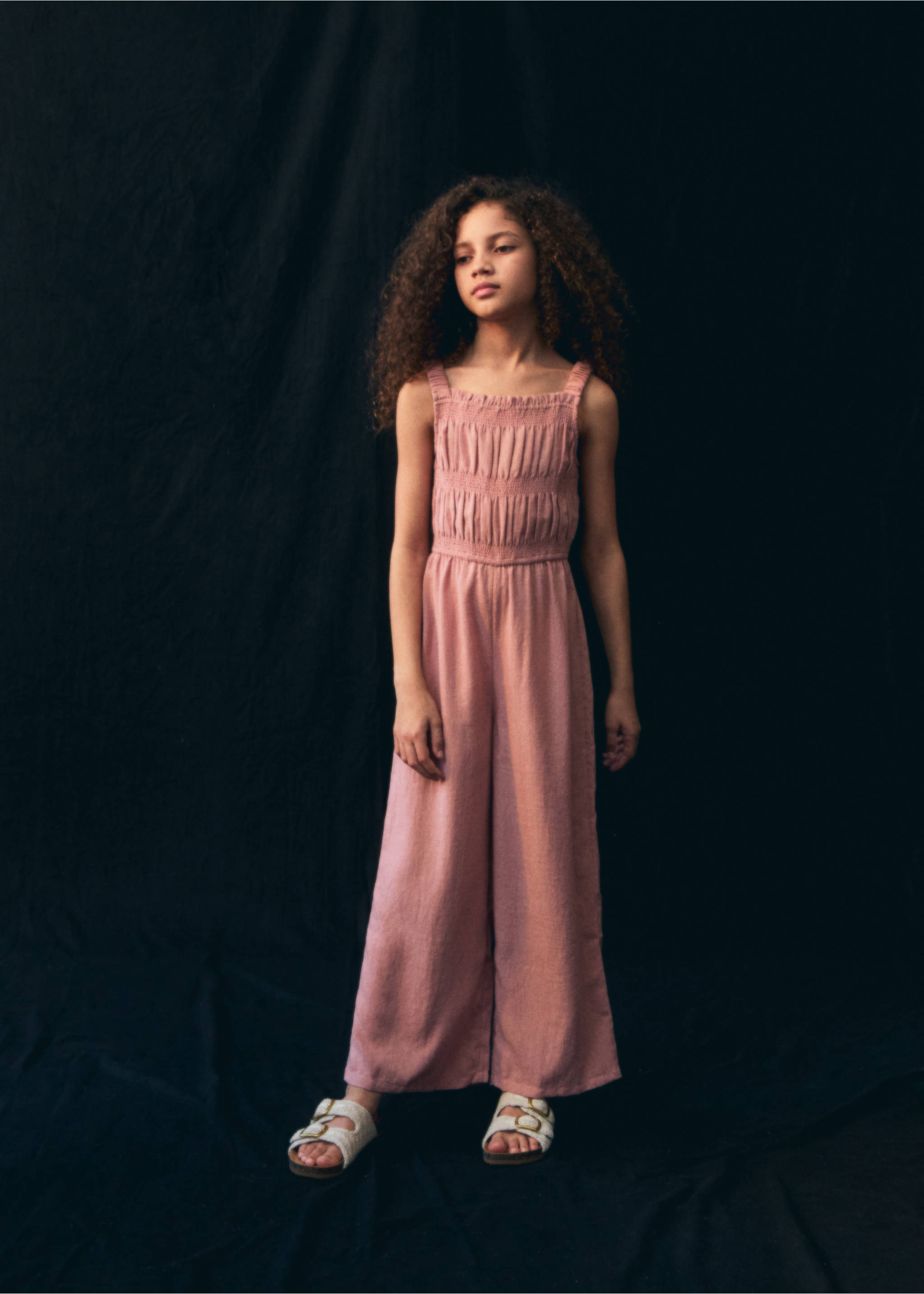 Ruched long jumpsuit - Details of the article 5, Pink. Ref: 87065941-00.