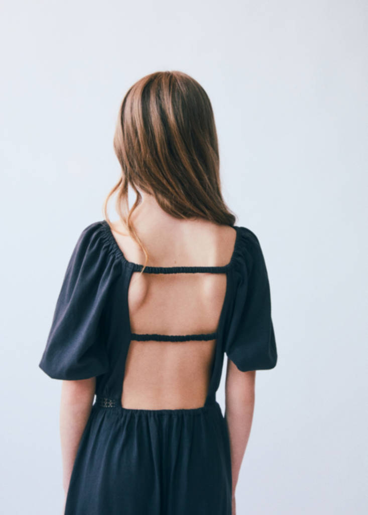 Long jumpsuit with back opening — Charcoal