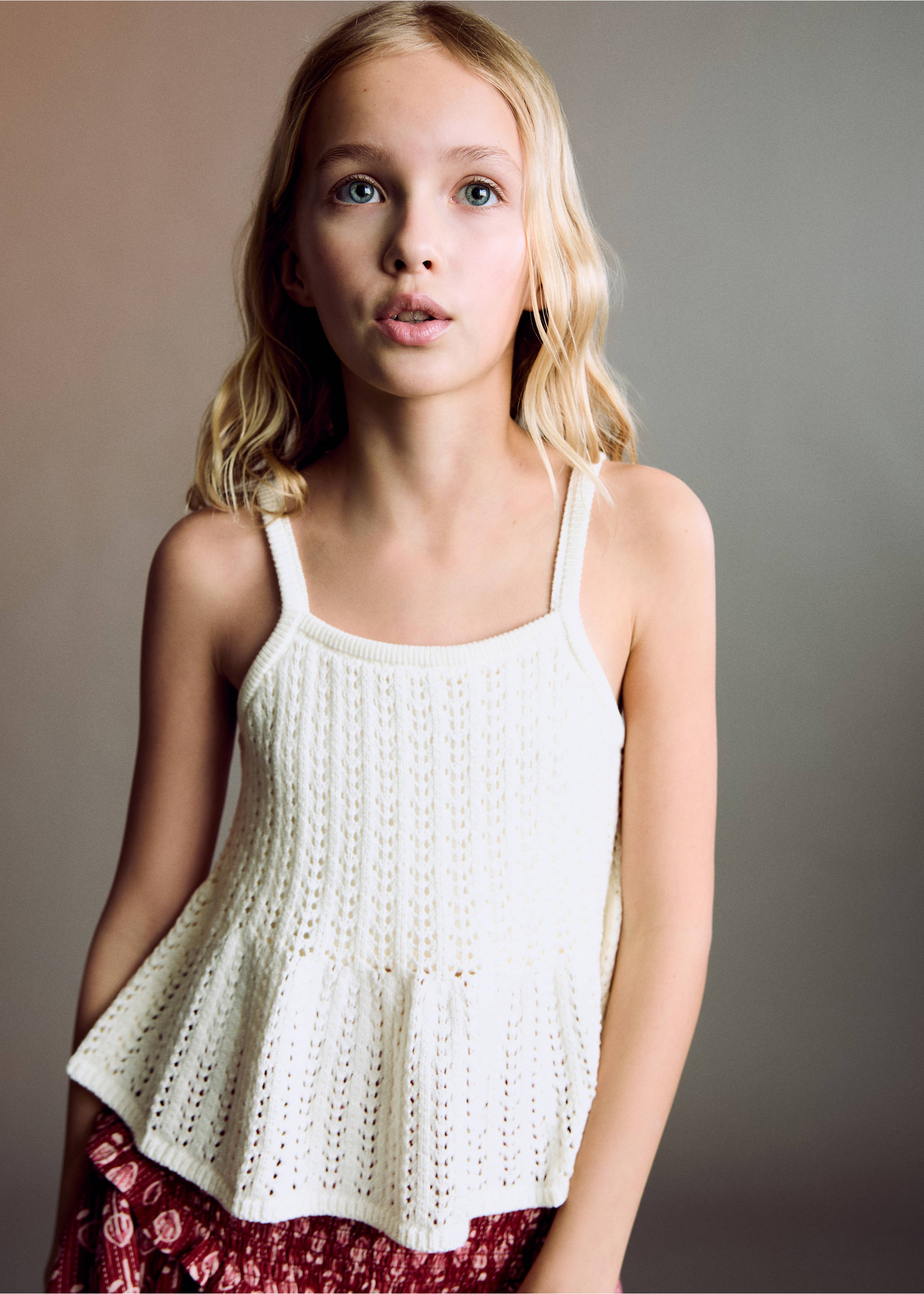 Openwork knit top - Medium plane, Off White. Ref: 87065950-00.