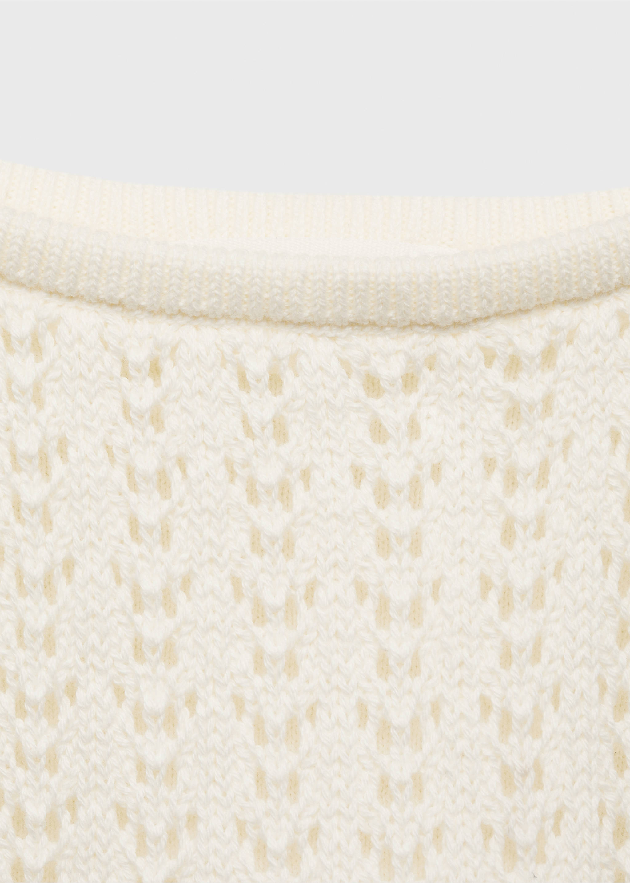 Openwork knit top - Details of the article 0, Off White. Ref: 87065950-00.