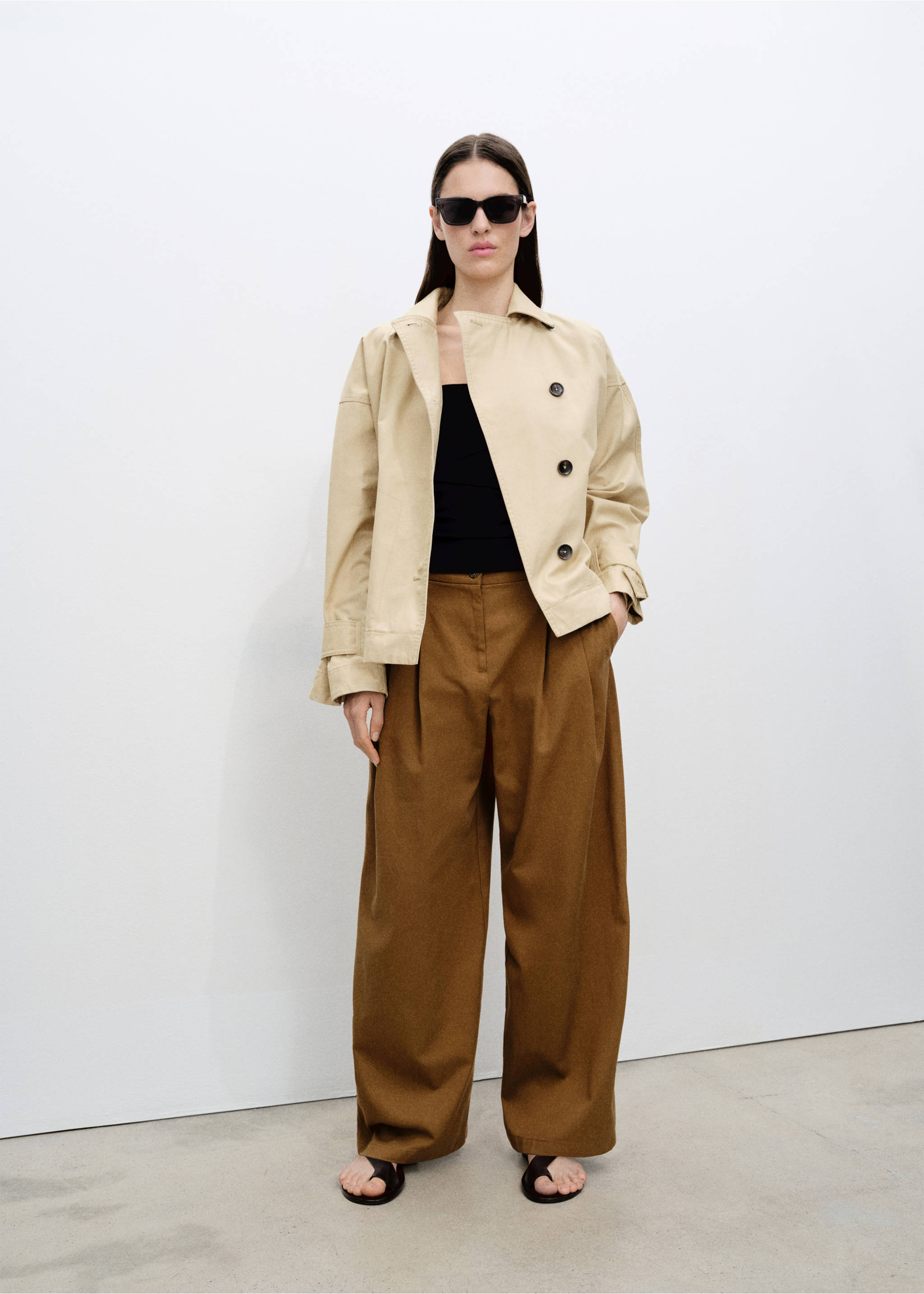 Cotton short trench - General plane, Light/Pastel Grey. Ref: 87065953-00.