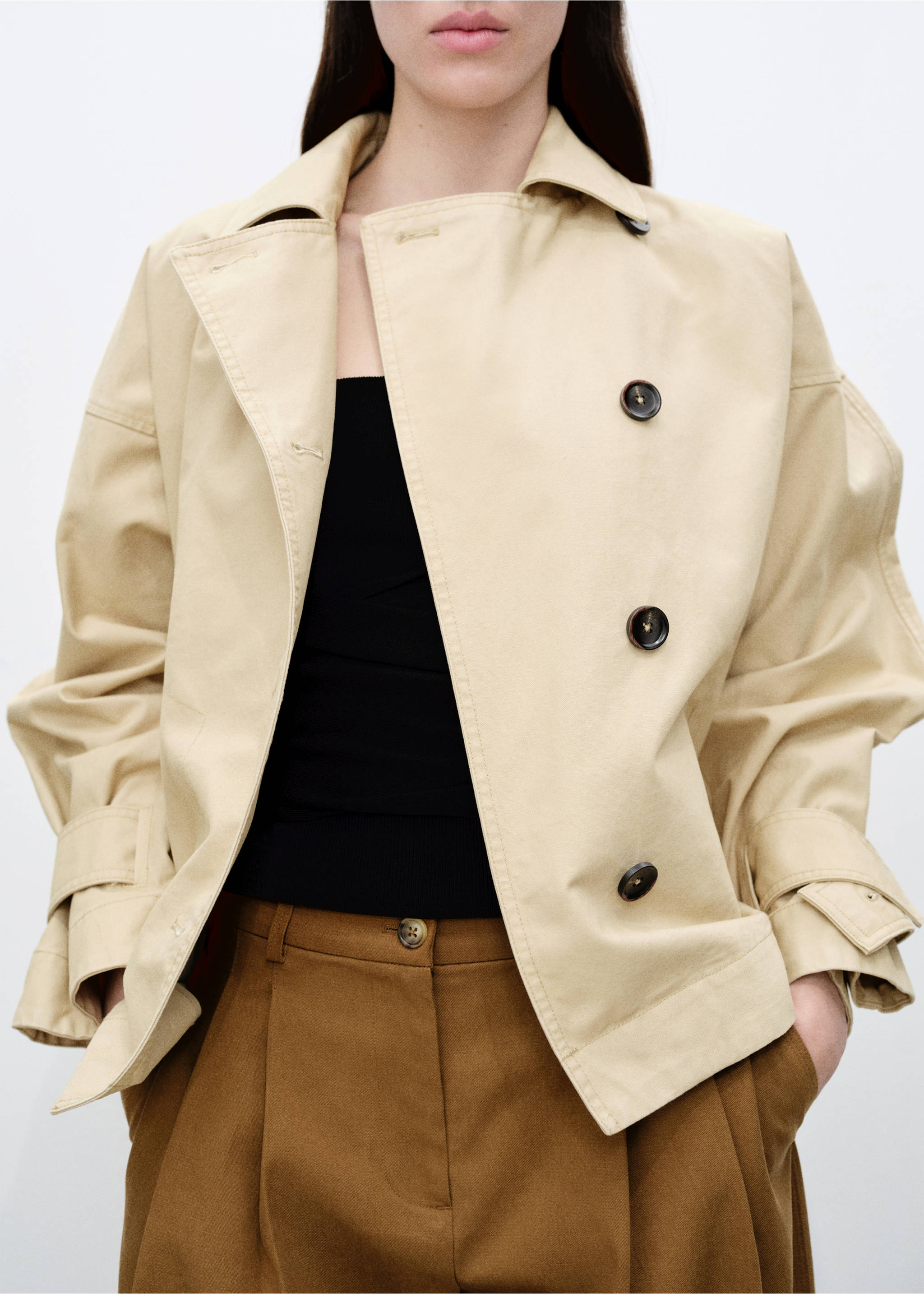 Cotton short trench - Medium plane, Light/Pastel Grey. Ref: 87065953-00.