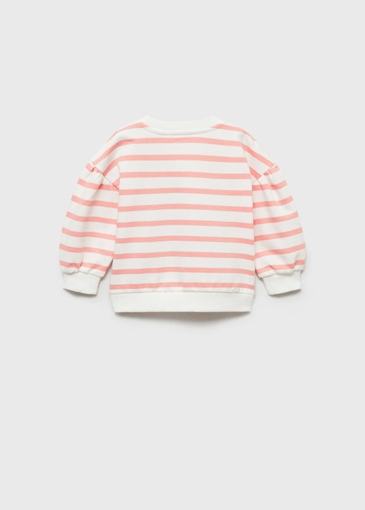 Striped sweatshirt with embroidered detail — Coral Red