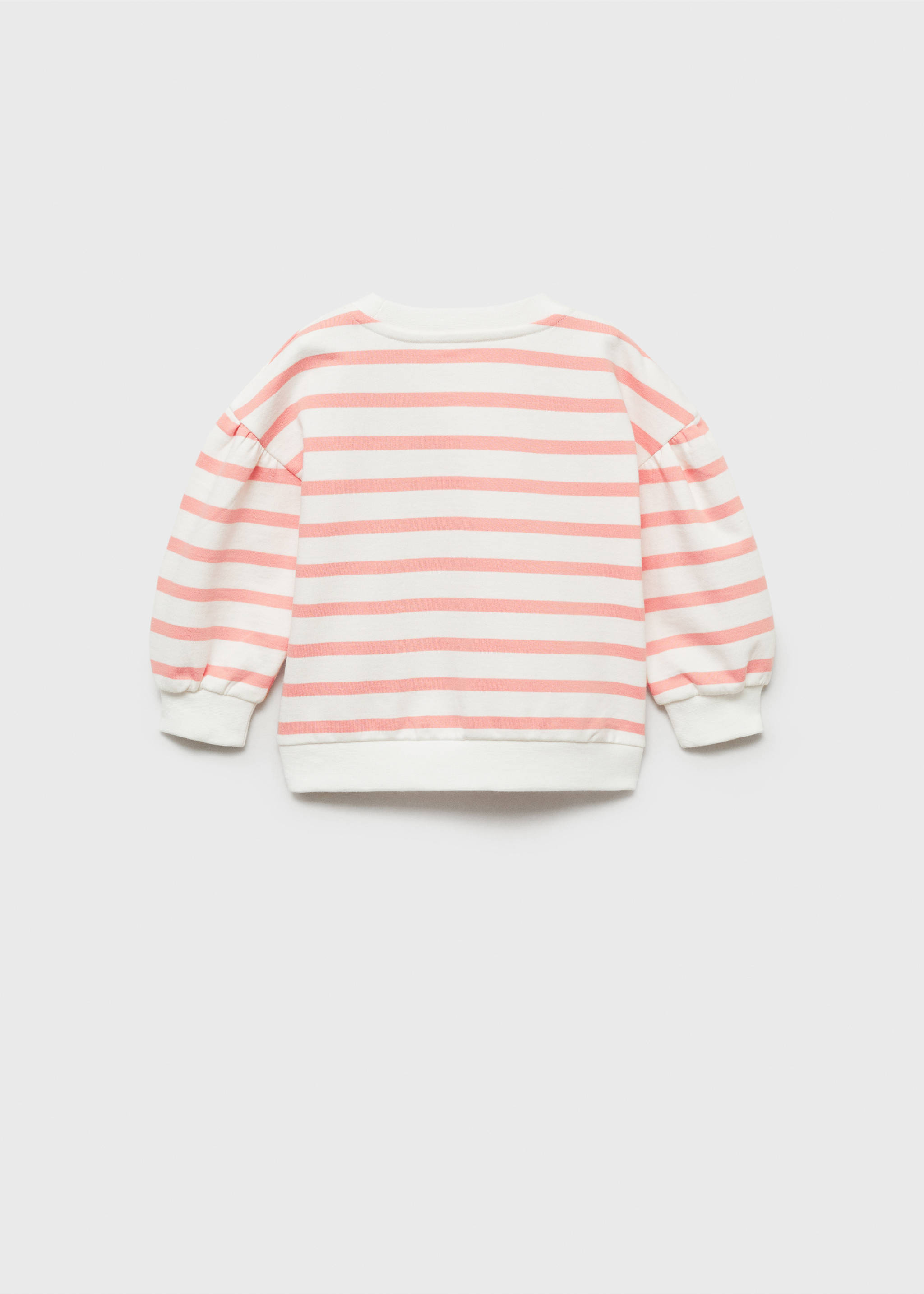 Striped sweatshirt with embroidered detail - Reverse of the article, Coral Red. Ref: 87065963-00.