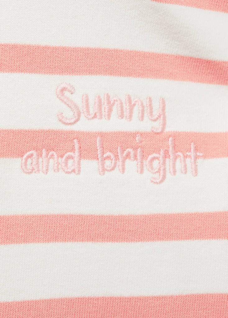Striped sweatshirt with embroidered detail — Coral Red