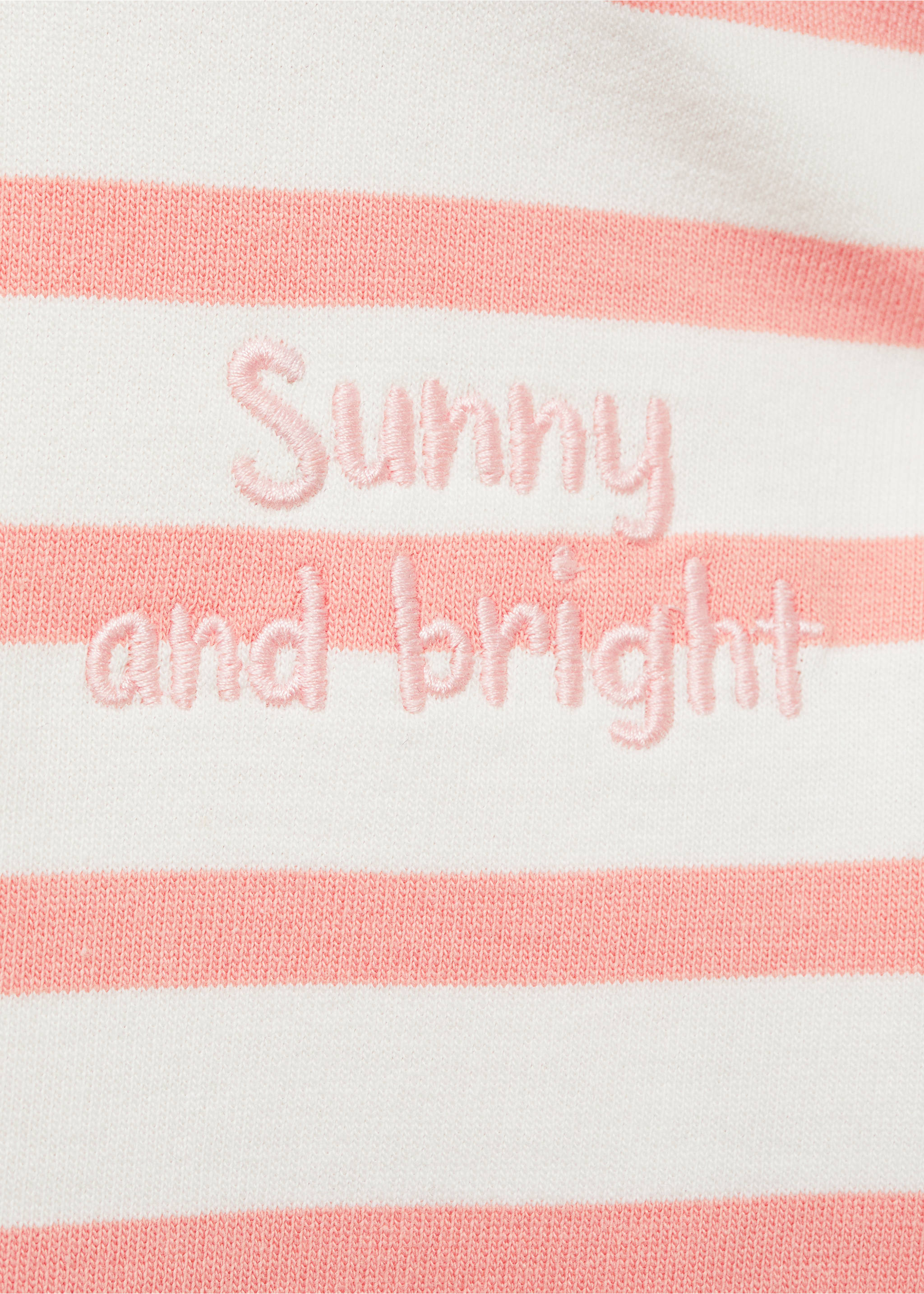 Striped sweatshirt with embroidered detail - Details of the article 8, Coral Red. Ref: 87065963-00.