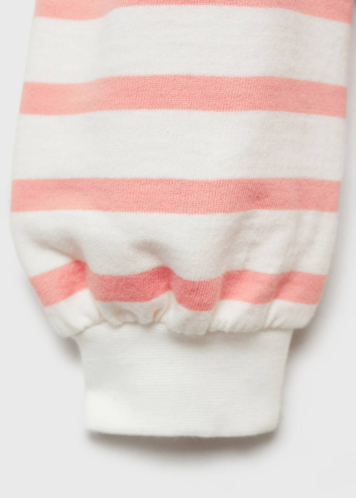 Striped sweatshirt with embroidered detail — Coral Red