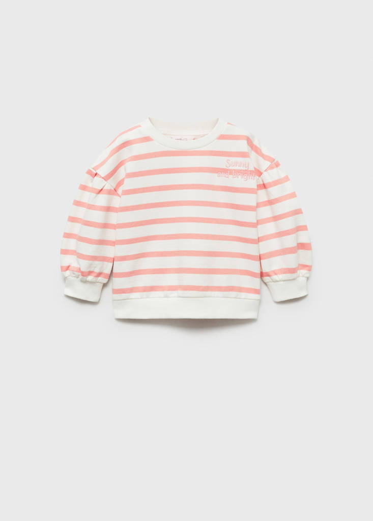 Striped sweatshirt with embroidered detail — Coral Red