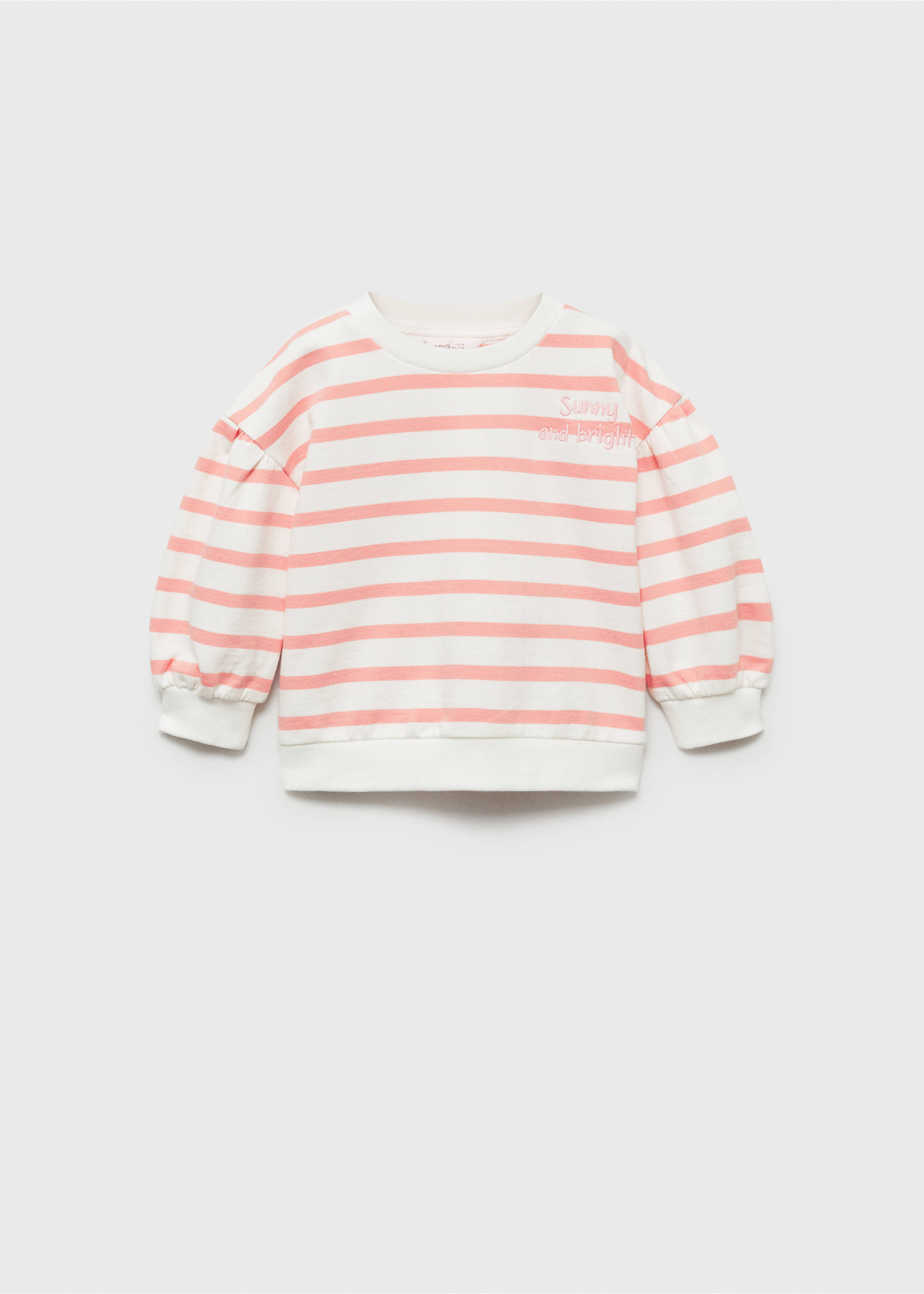 Striped sweatshirt with embroidered detail - Article without model, Coral Red. Ref: 87065963-00.