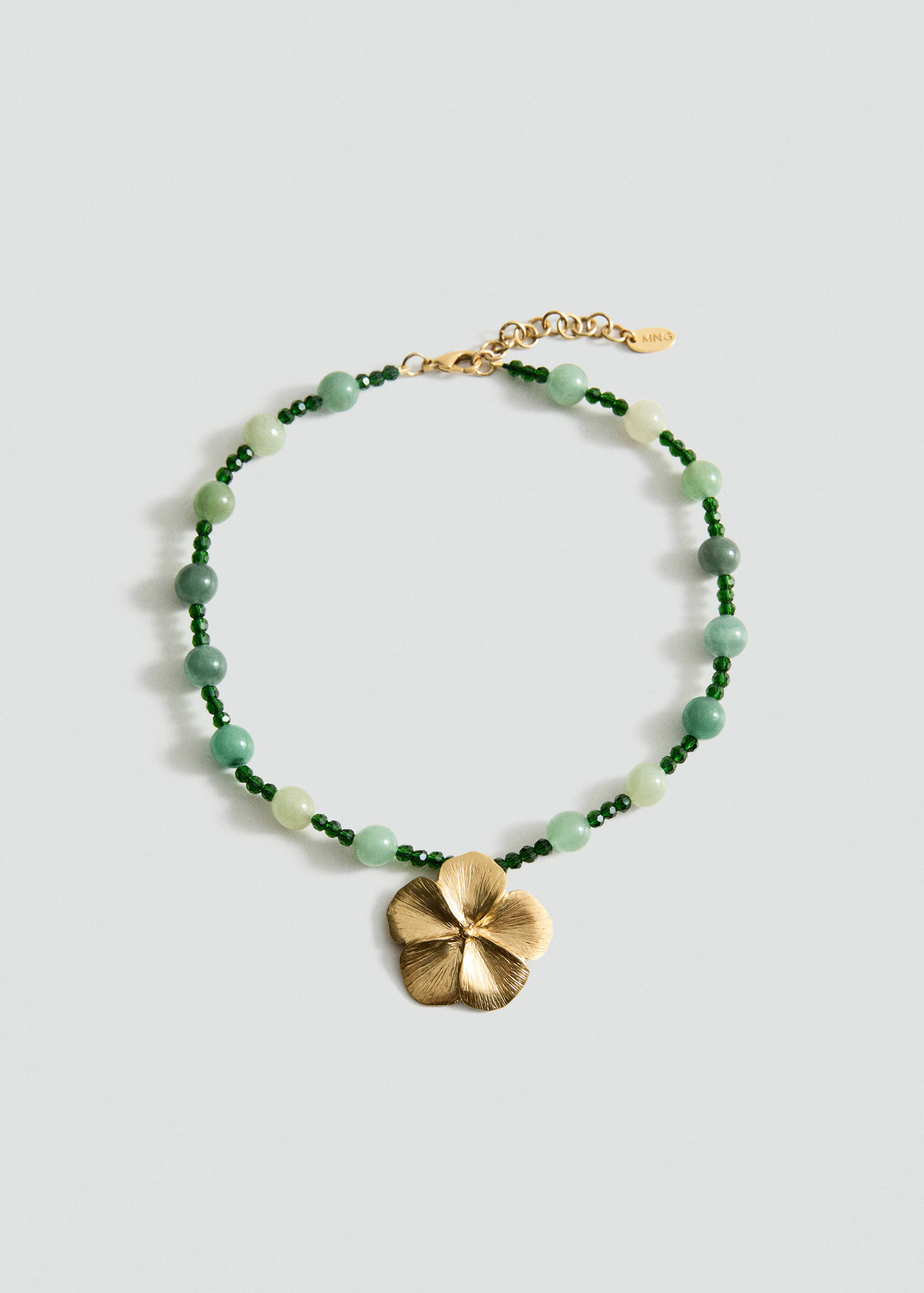 Ball necklace with stone flower detail - Article without model