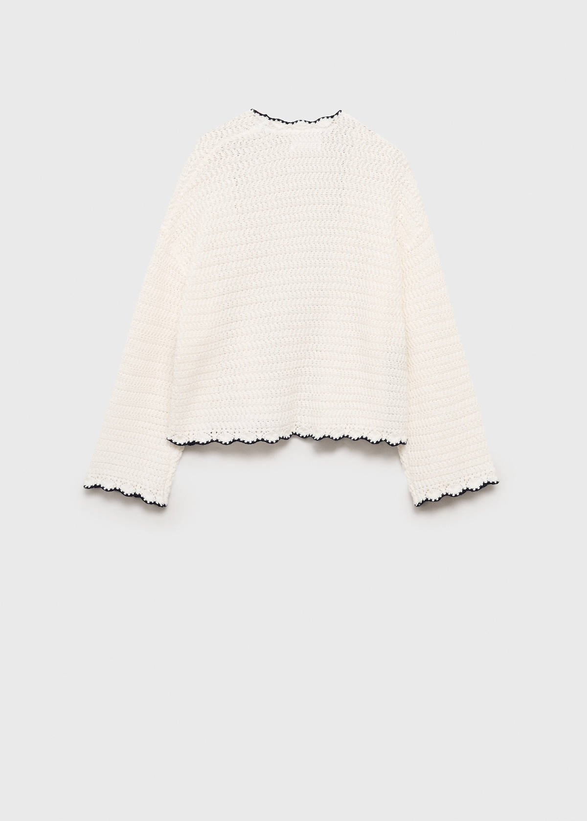 Knitted cardigan with contrasting trims — White