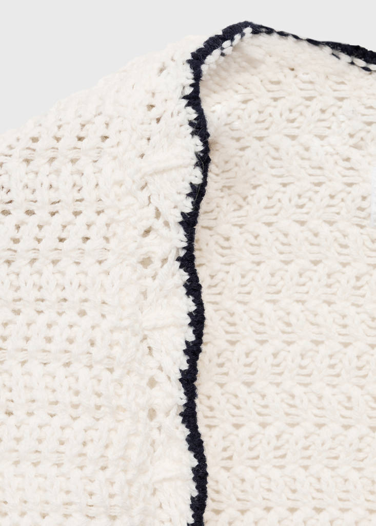 Knitted cardigan with contrasting trims — White