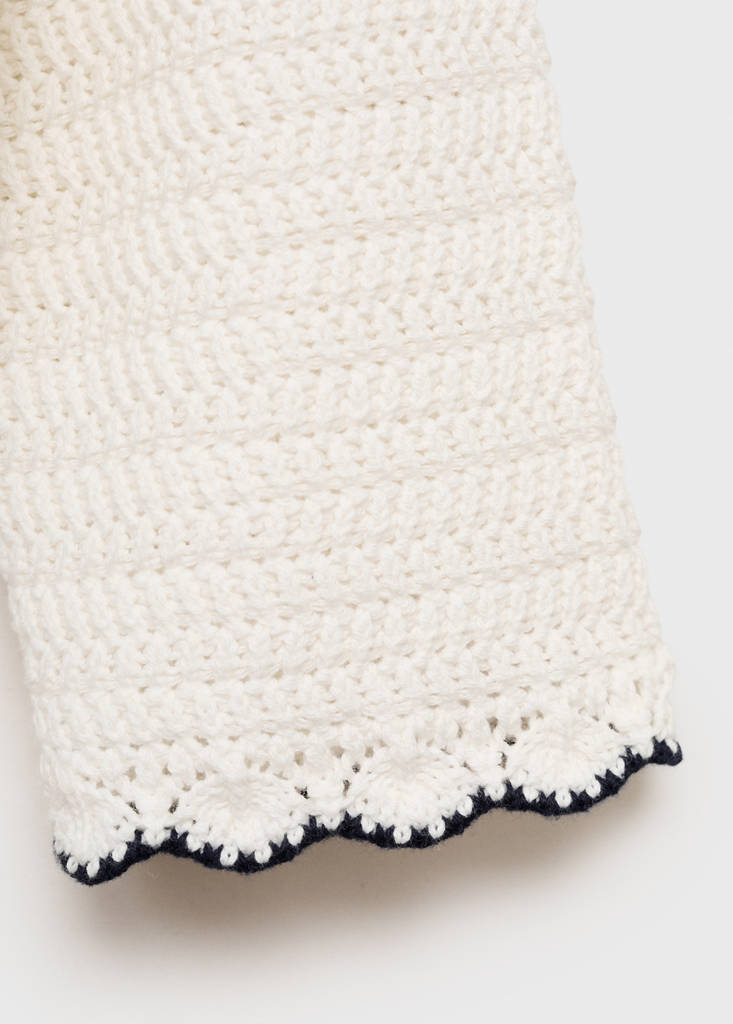 Knitted cardigan with contrasting trims — White