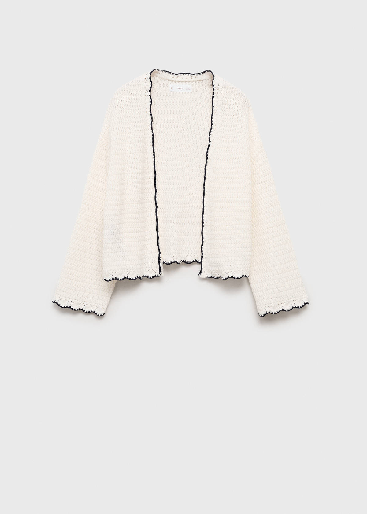 Knitted cardigan with contrasting trims — White