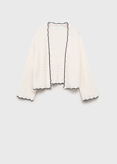 Knitted cardigan with contrasting trims — White 2