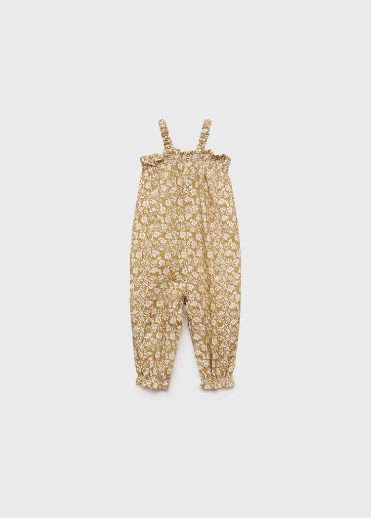Printed cotton dungarees — Mustard