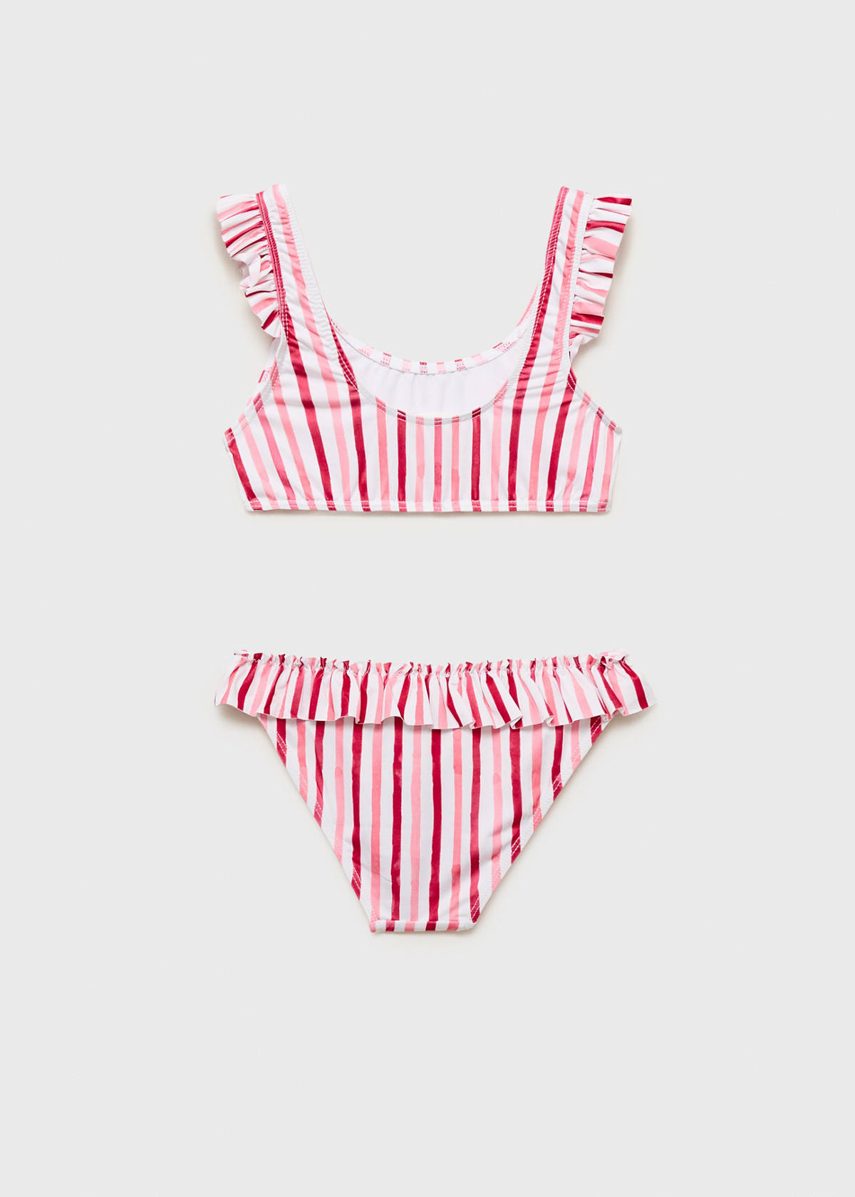 Ruffle striped bikini — Red