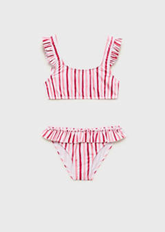 Ruffle striped bikini — Red 1