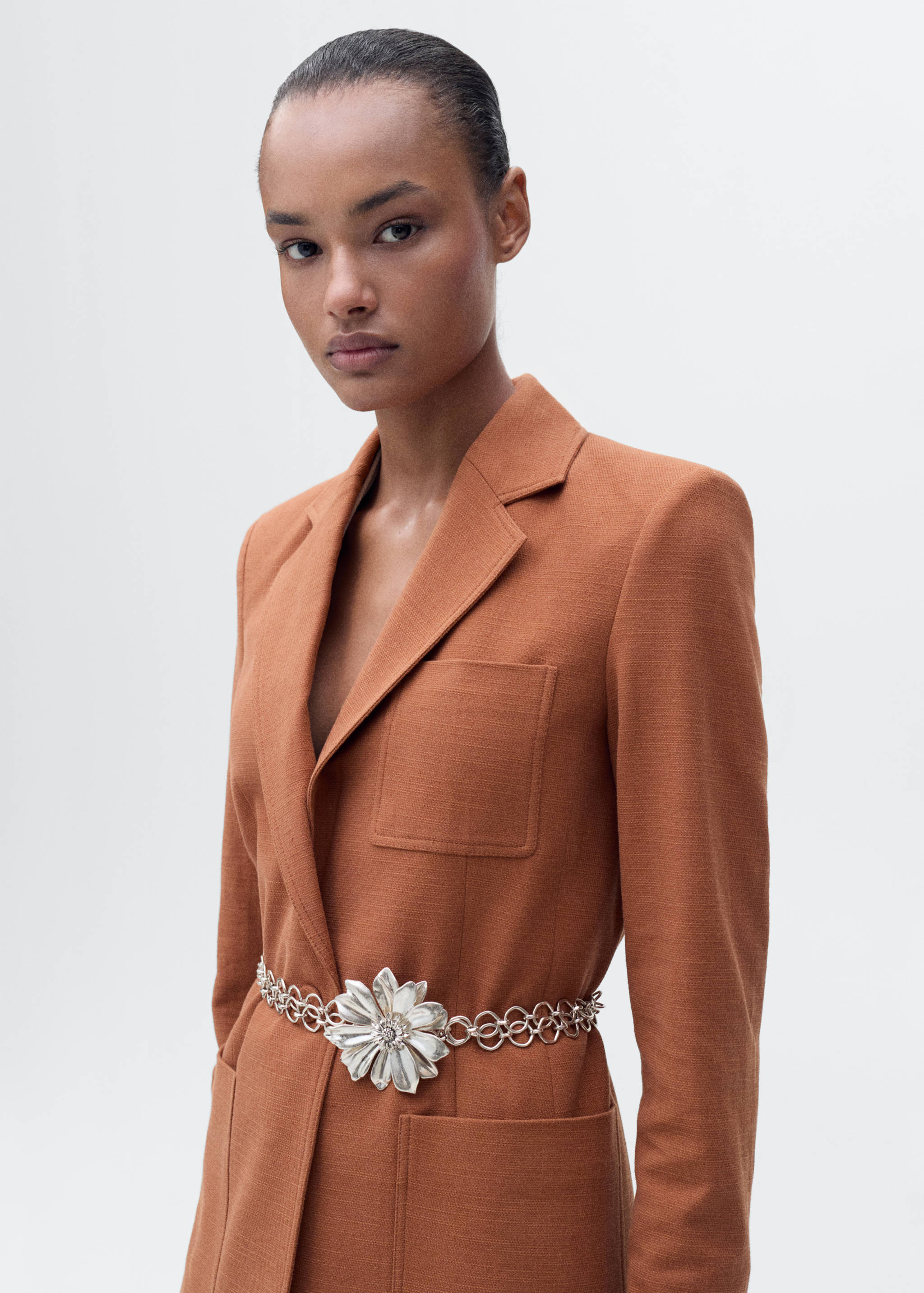 Cotton and linen-blend suit blazer - Medium plane