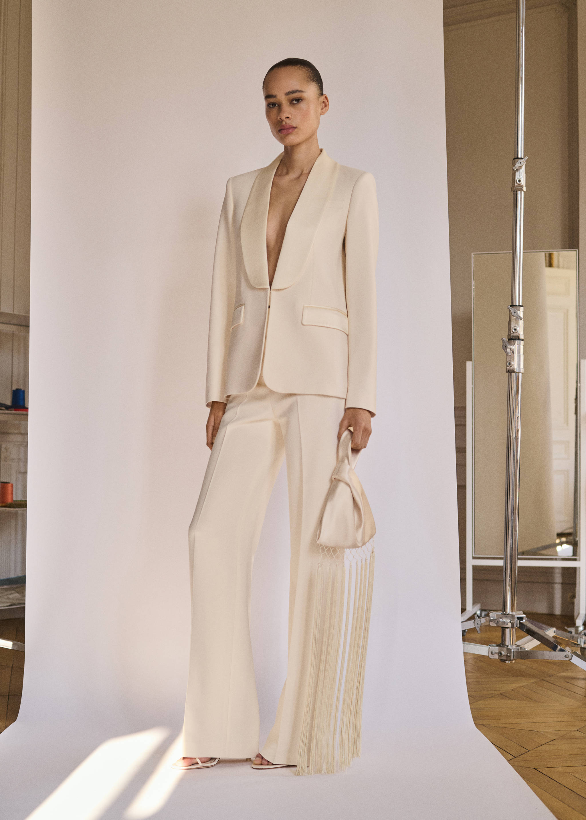 Saten yaka blazer ceket - Genel plan