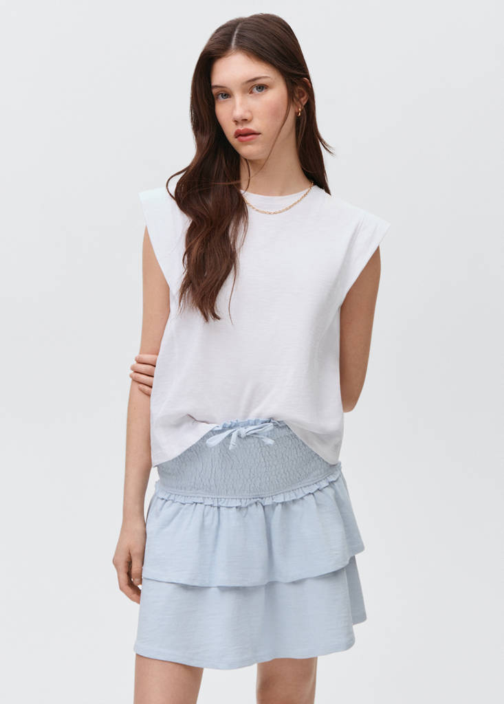 Gathered skirt with ruffles — Sky Blue