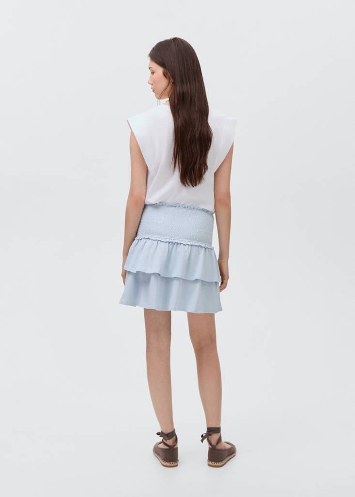 Gathered skirt with ruffles — Sky Blue